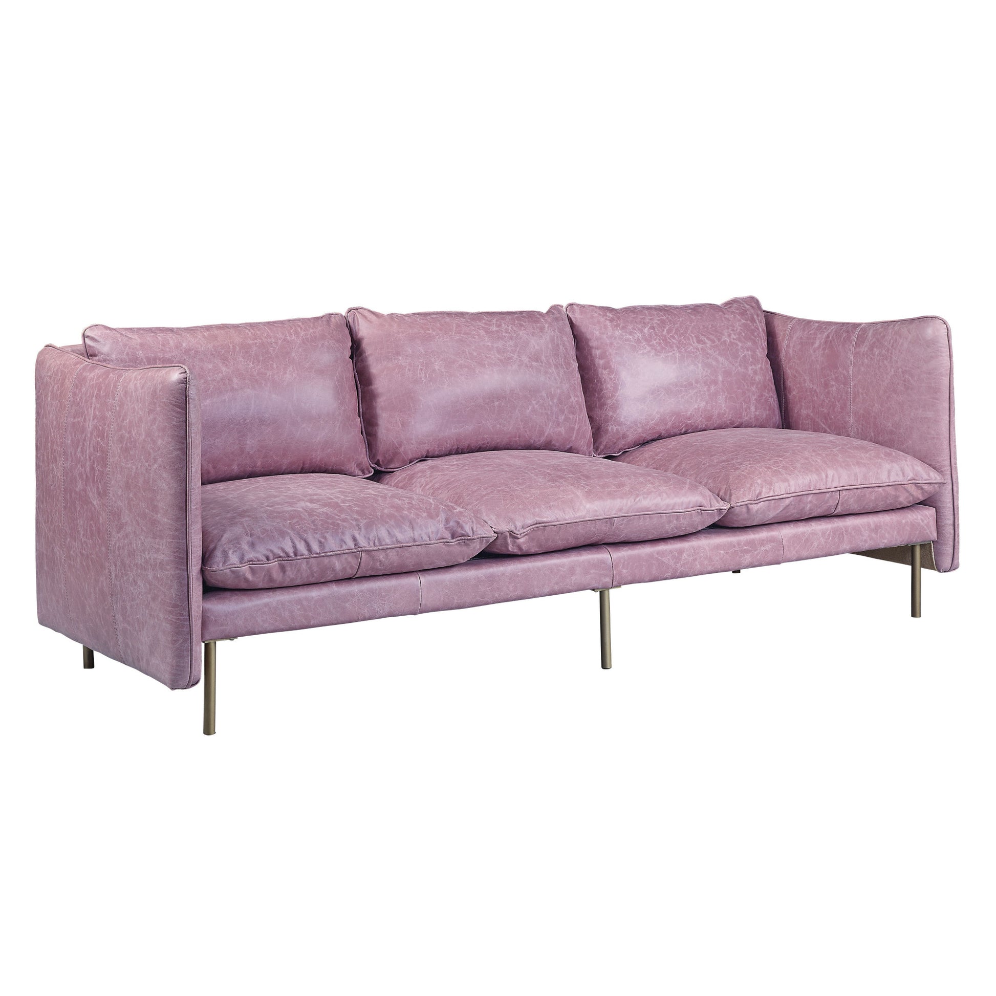 91" Wisteria Top Grain Leather Sofa With Black Legs-1