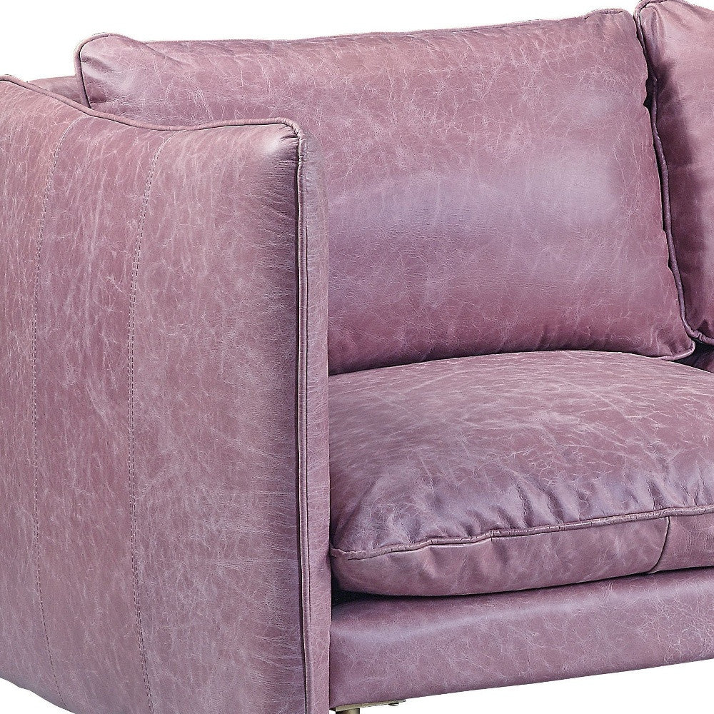 91" Wisteria Top Grain Leather Sofa With Black Legs-3