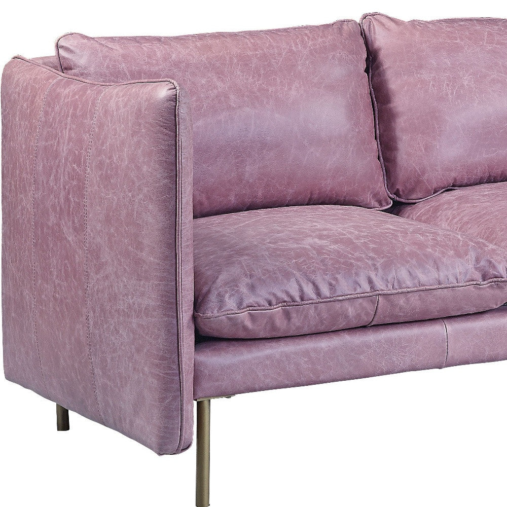 91" Wisteria Top Grain Leather Sofa With Black Legs-4