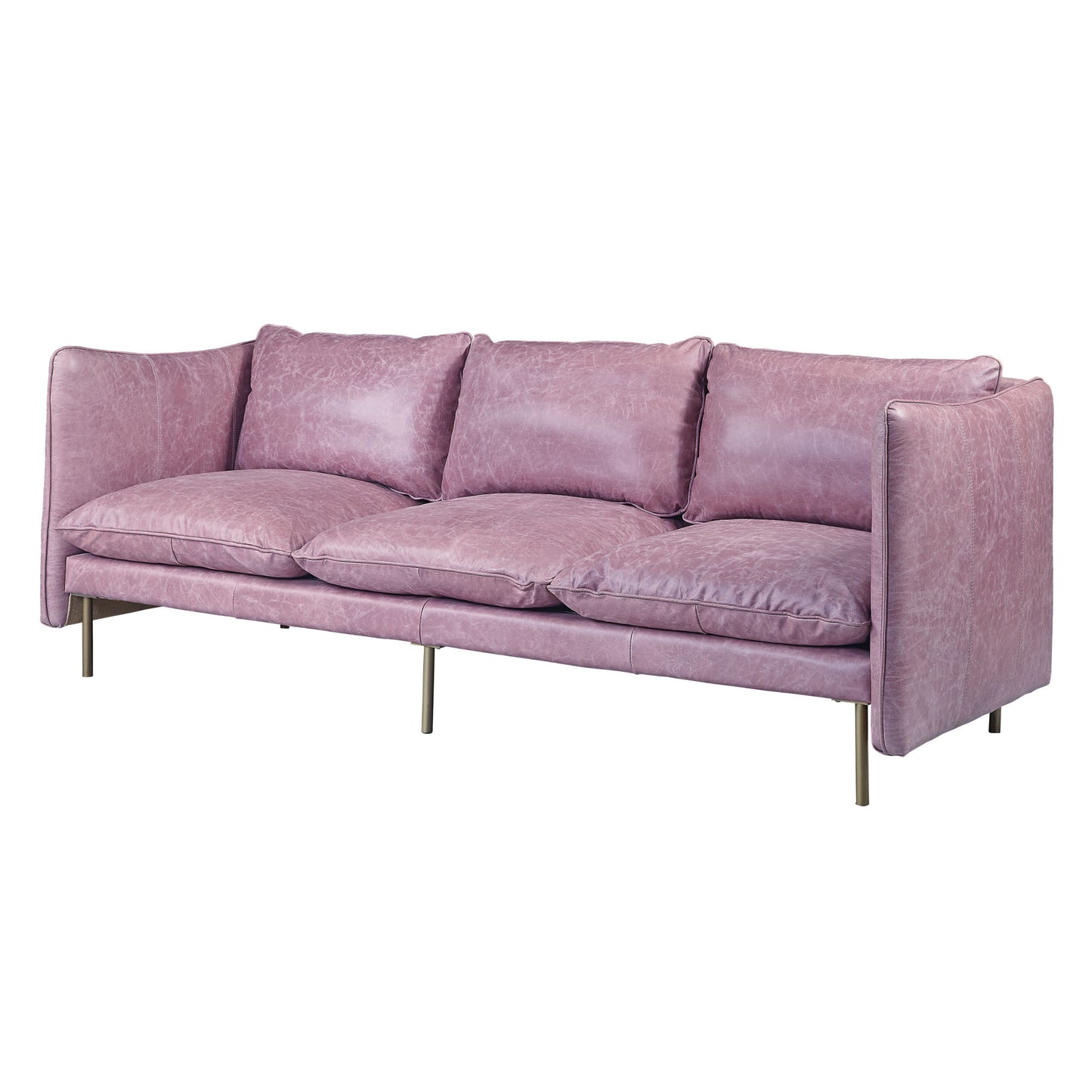 91" Wisteria Top Grain Leather Sofa With Black Legs-2