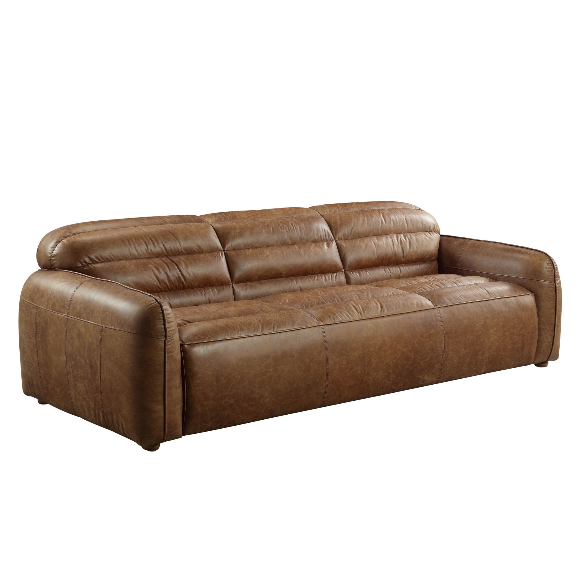 95" Dark Brown Top Grain Leather Sofa With Black Legs-1