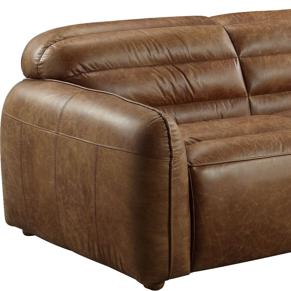 95" Dark Brown Top Grain Leather Sofa With Black Legs-4