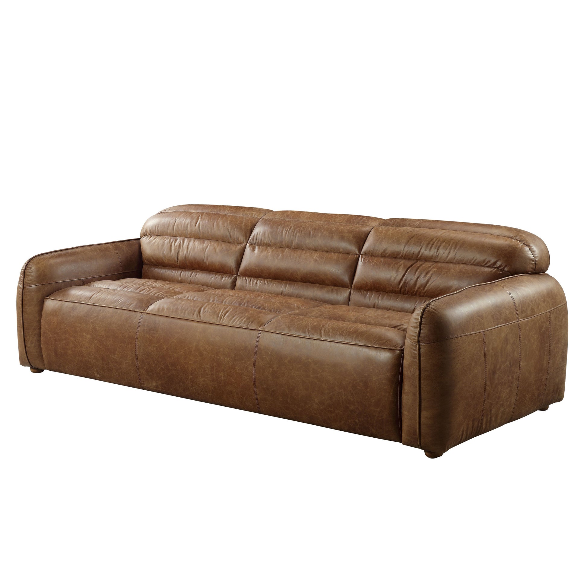 95" Dark Brown Top Grain Leather Sofa With Black Legs-2