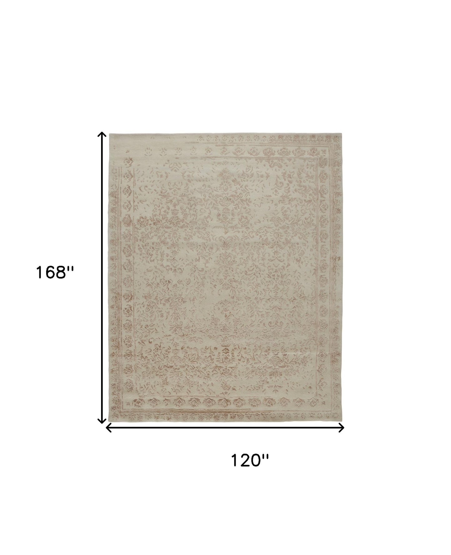 10' X 14' Ivory Tan And Pink Wool Floral Tufted Handmade Distressed Area Rug-8