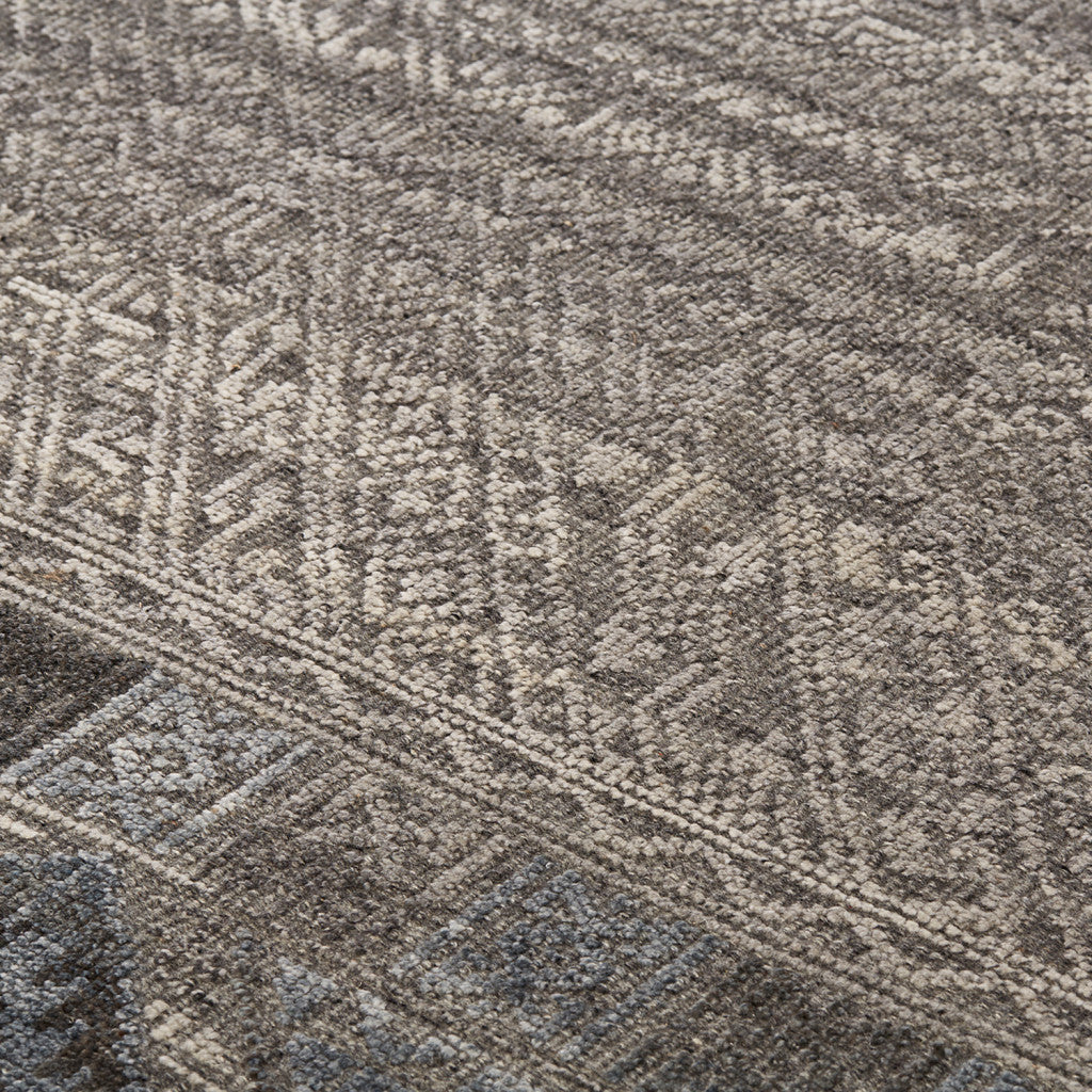 10' X 13' Gray and Ivory Geometric Hand Knotted Area Rug-5