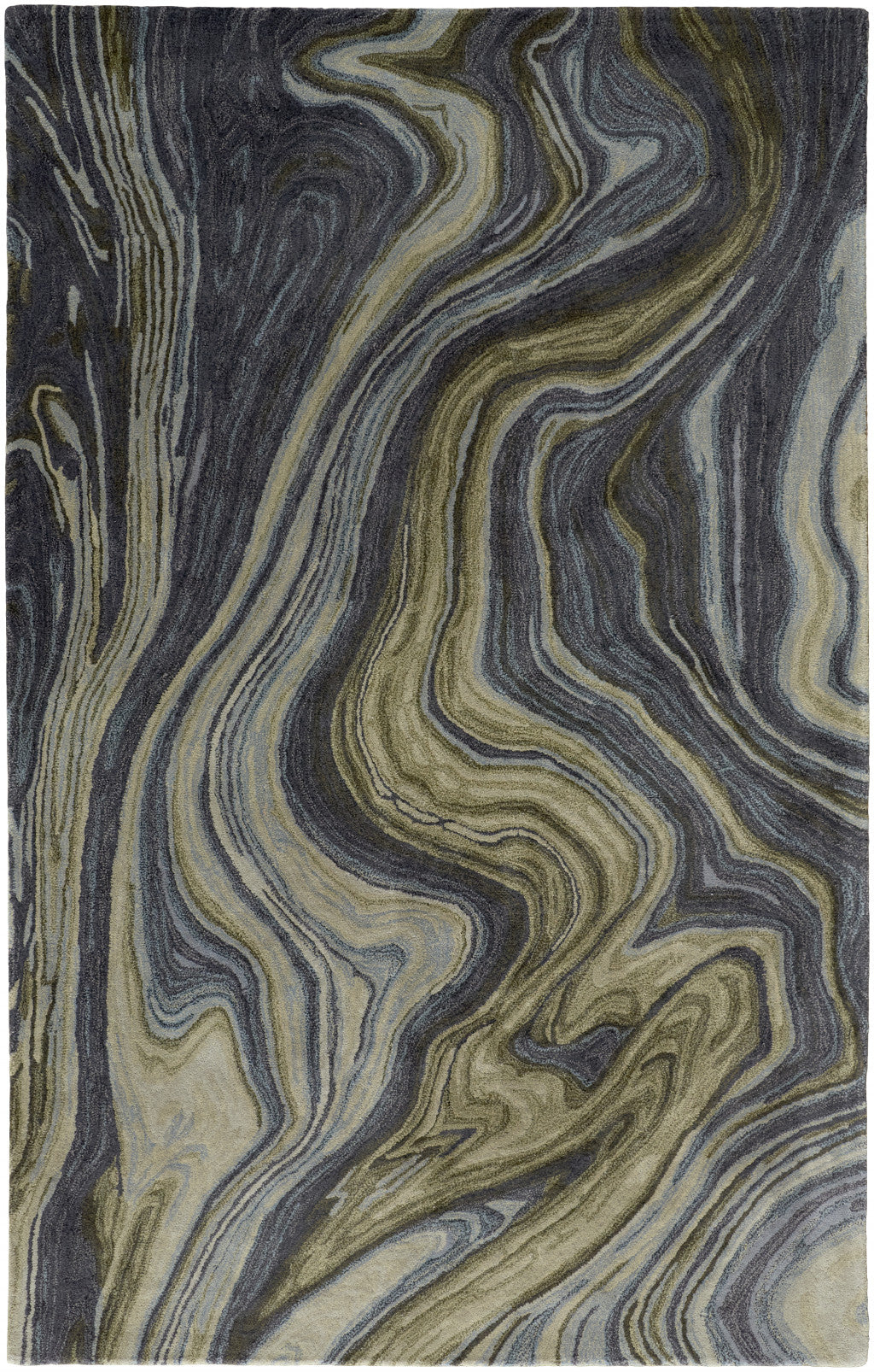 9' X 12' Blue and Green Abstract Hand Tufted Area Rug-1