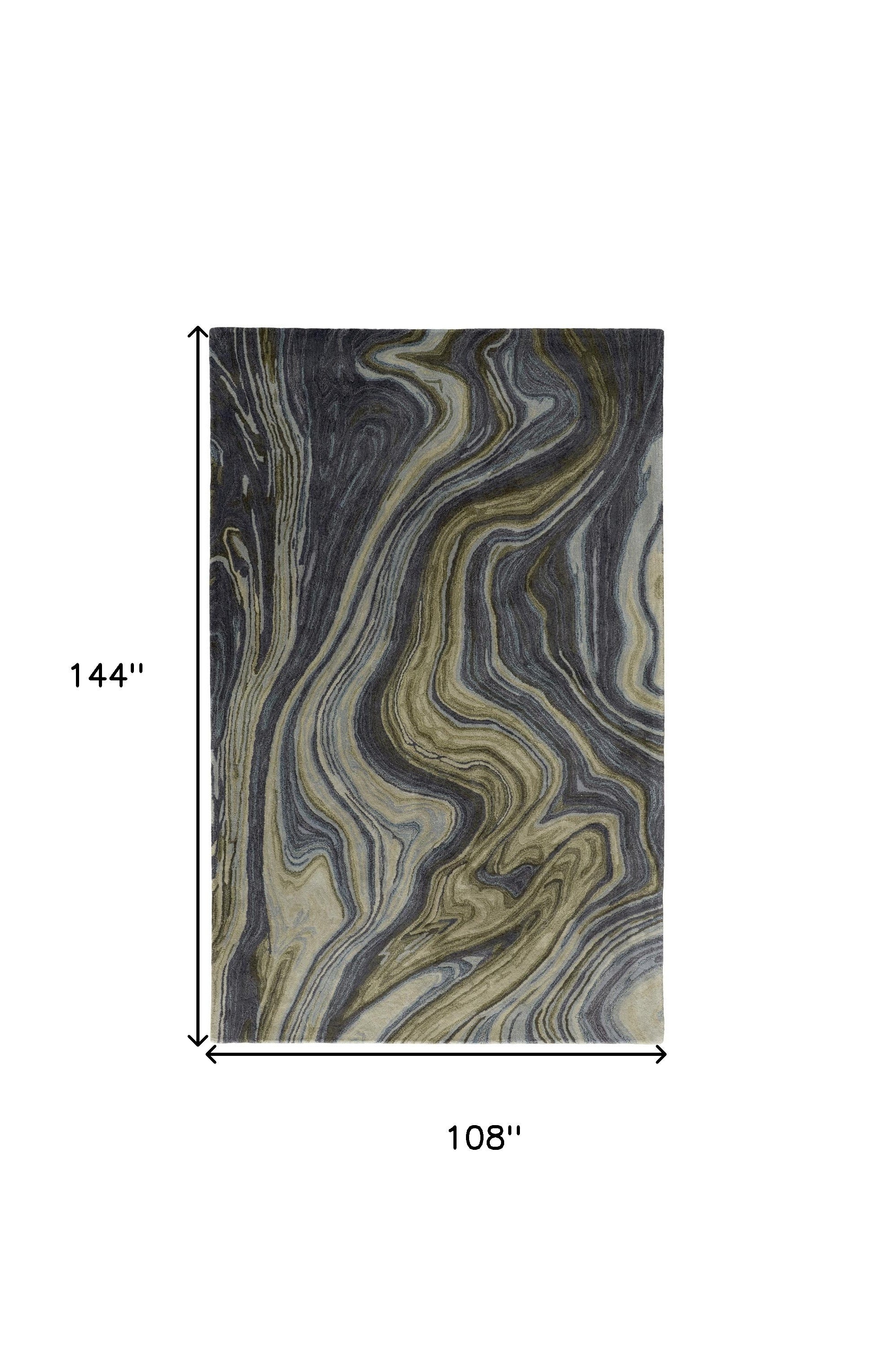 9' X 12' Blue and Green Abstract Hand Tufted Area Rug-2