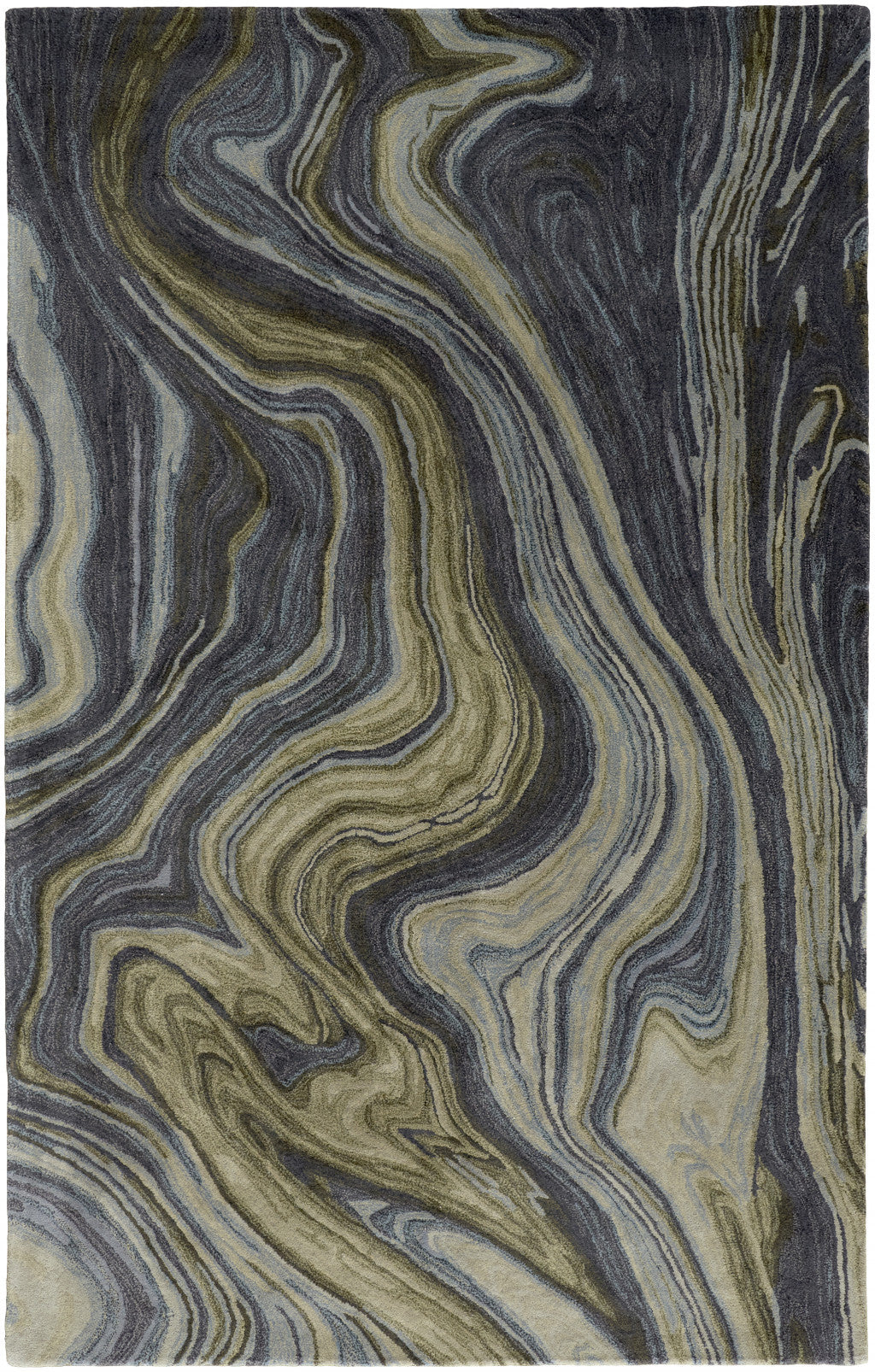 9' X 12' Blue and Green Abstract Hand Tufted Area Rug-3