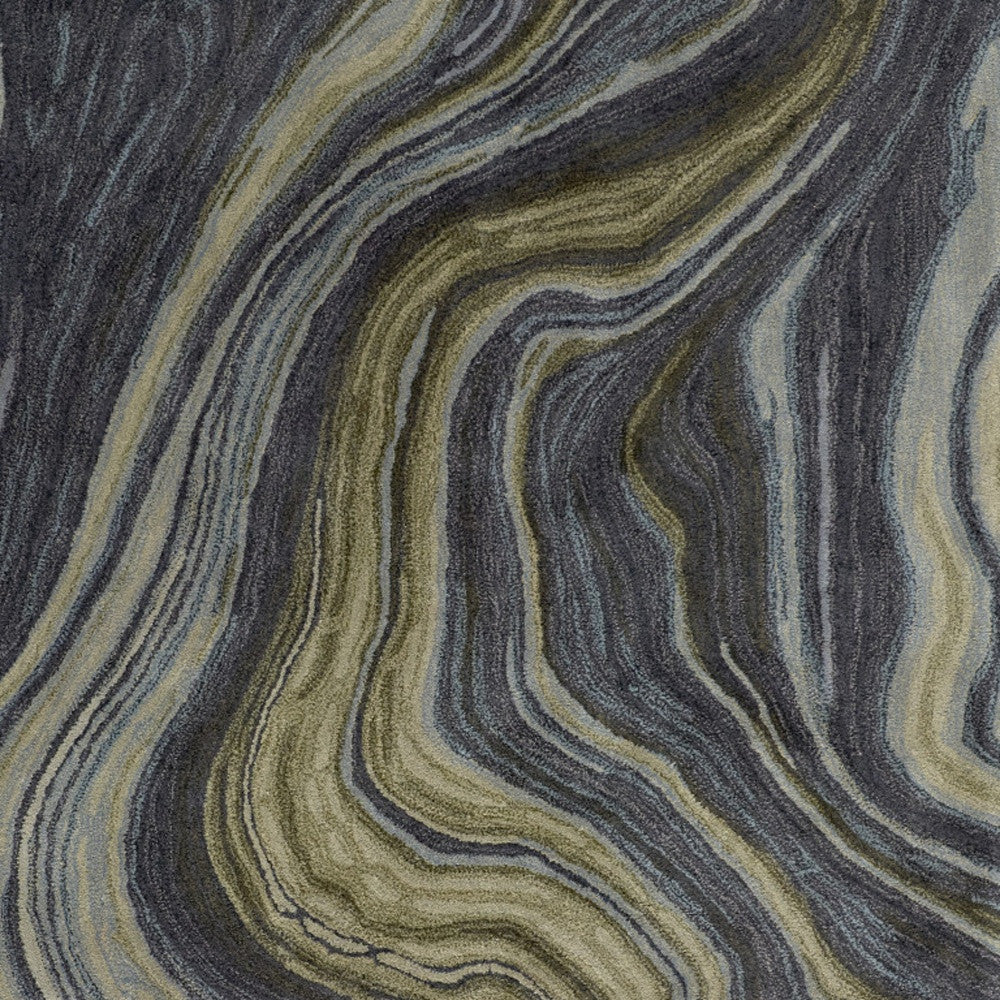 9' X 12' Blue and Green Abstract Hand Tufted Area Rug-4