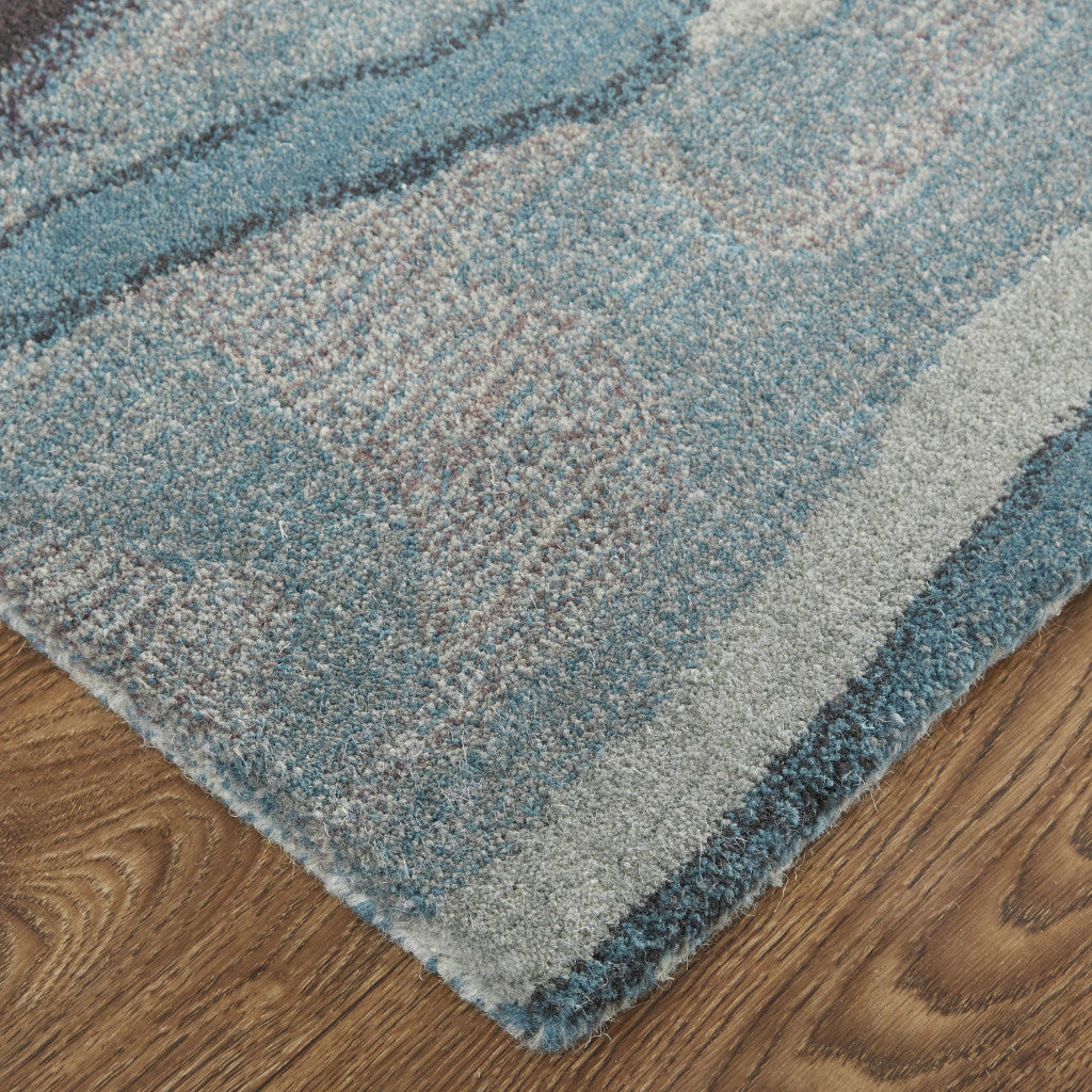 8' X 10' Blue Red And Ivory Wool Abstract Tufted Handmade Stain Resistant Area Rug-8
