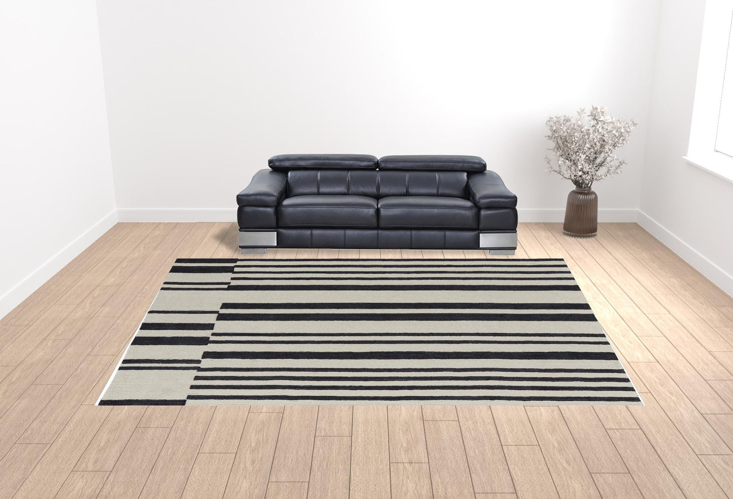 12' X 15' Ivory And Black Wool Abstract Tufted Handmade Area Rug-1