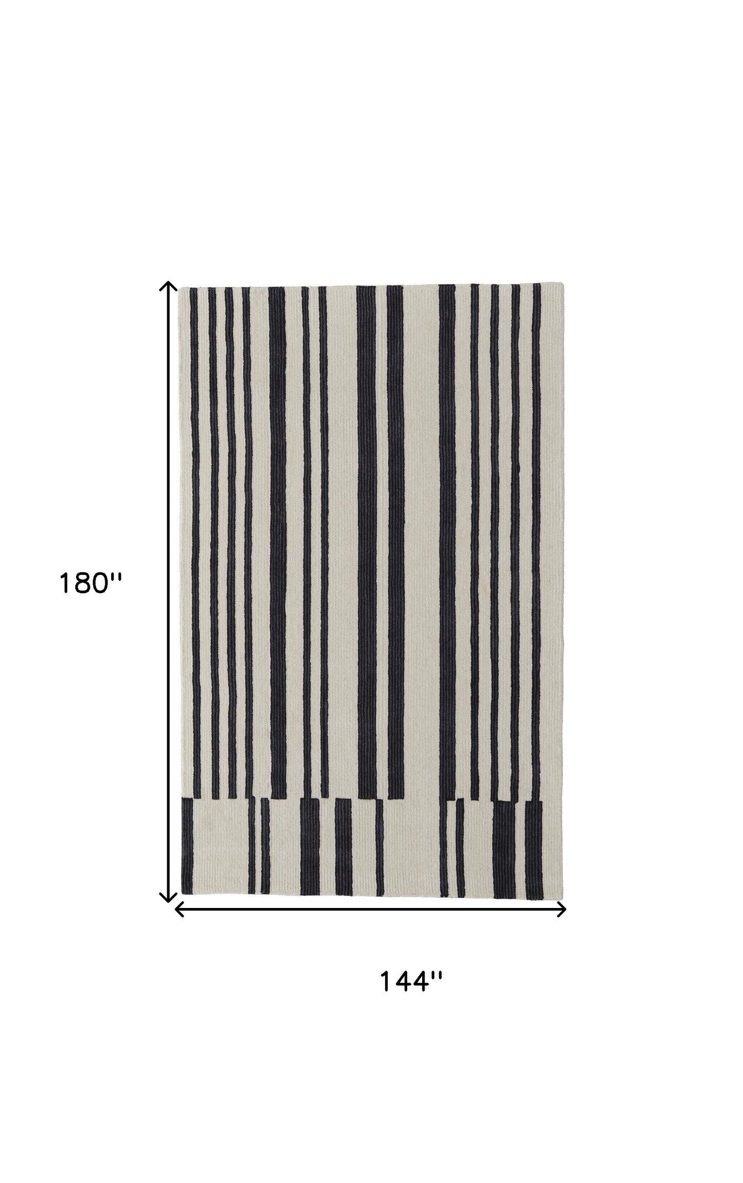 12' X 15' Ivory And Black Wool Abstract Tufted Handmade Area Rug-8