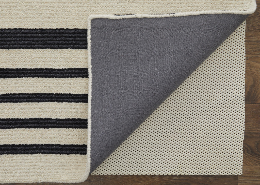 12' X 15' Ivory And Black Wool Abstract Tufted Handmade Area Rug-3