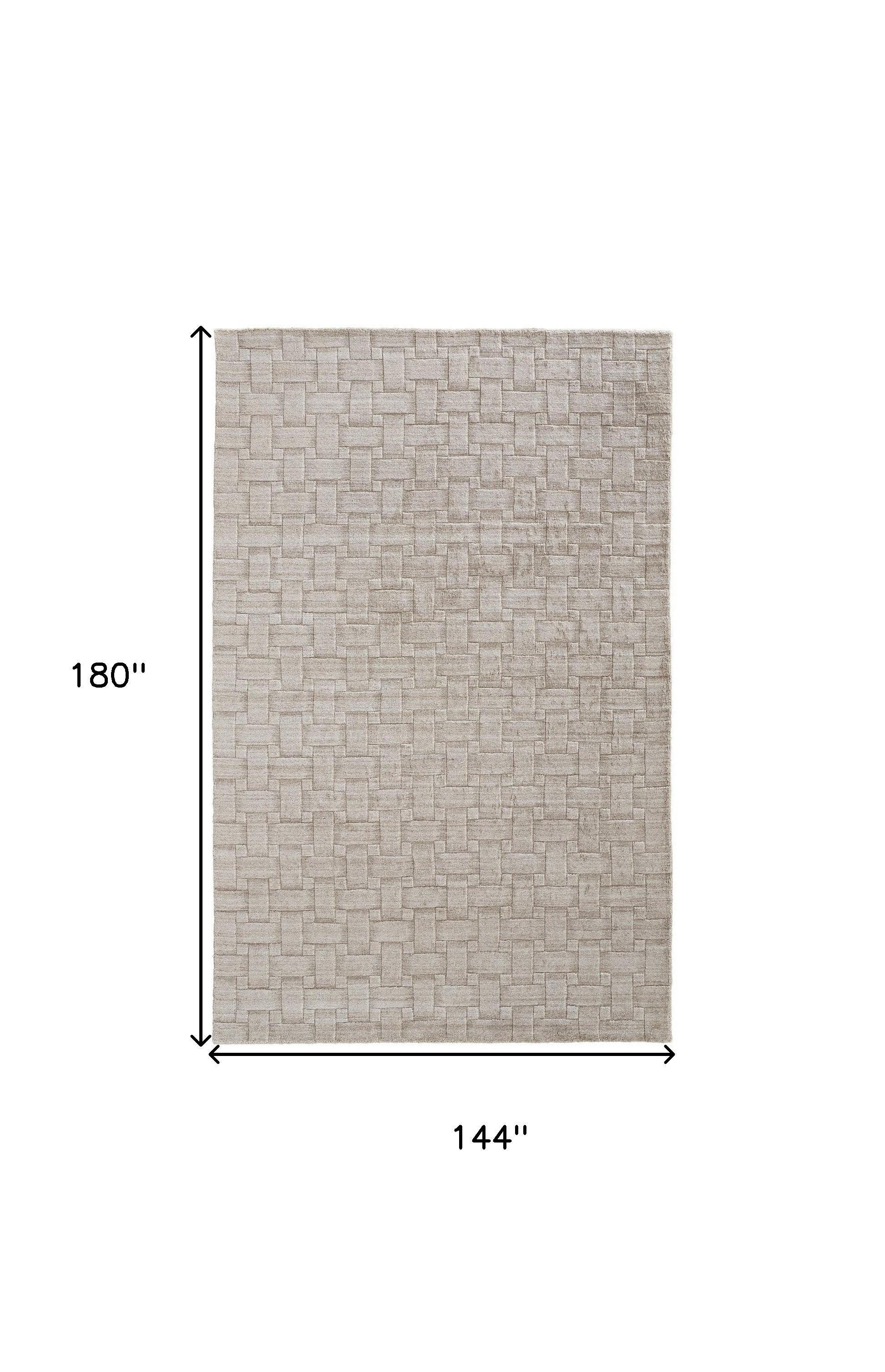 12' X 15' Ivory Striped Hand Woven Area Rug-2