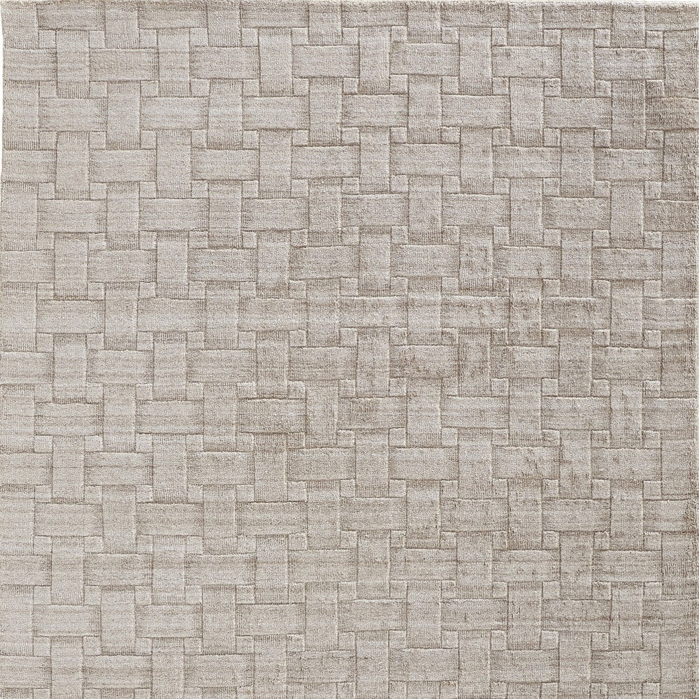 12' X 15' Ivory Striped Hand Woven Area Rug-4