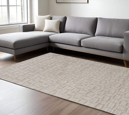 12' X 15' Ivory Striped Hand Woven Area Rug-0