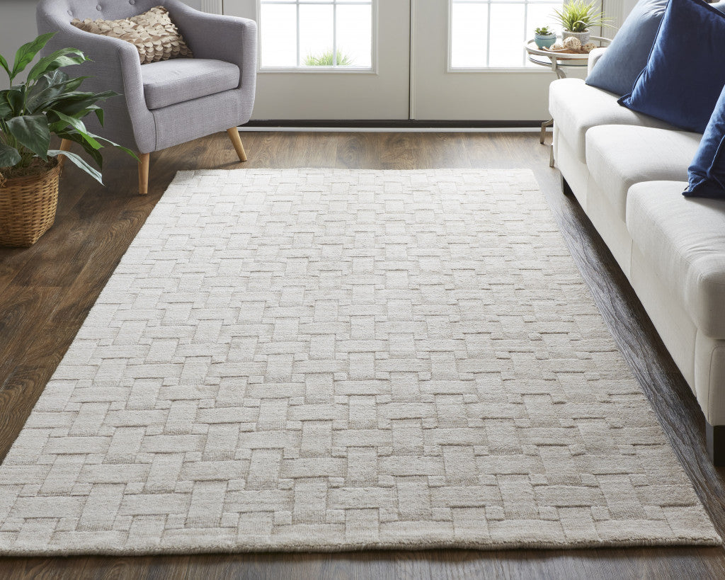 12' X 15' Ivory Striped Hand Woven Area Rug-8