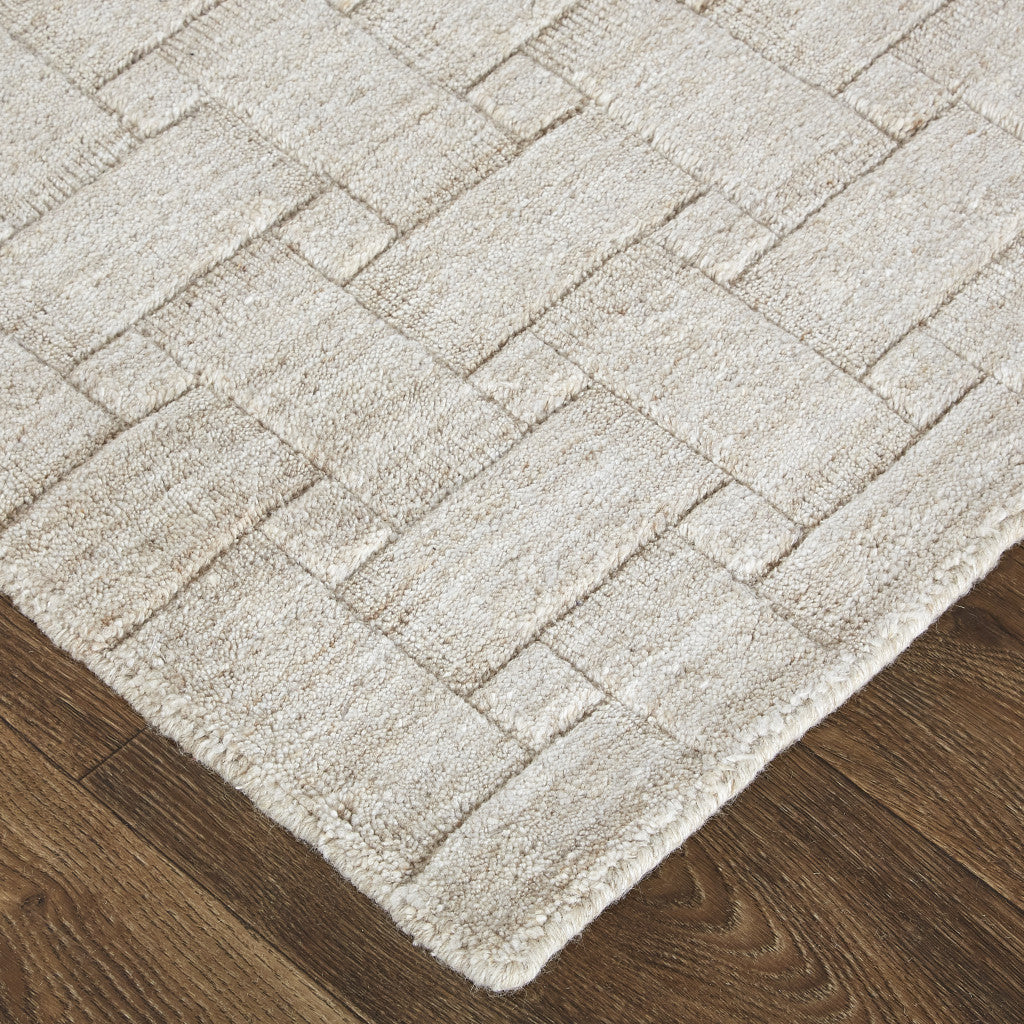 12' X 15' Ivory Striped Hand Woven Area Rug-5