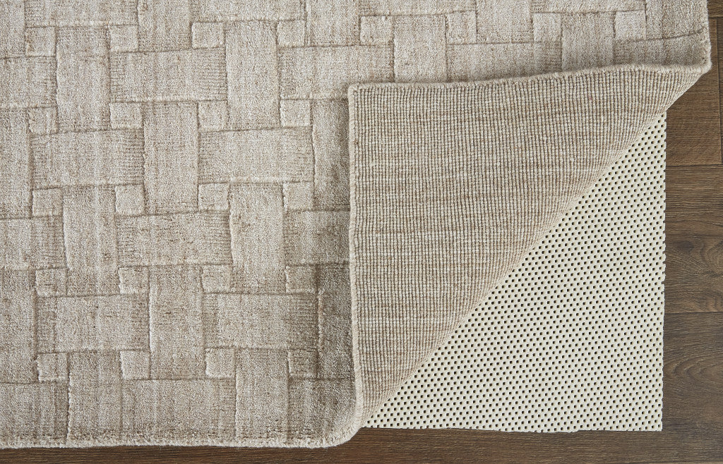 12' X 15' Ivory Striped Hand Woven Area Rug-6
