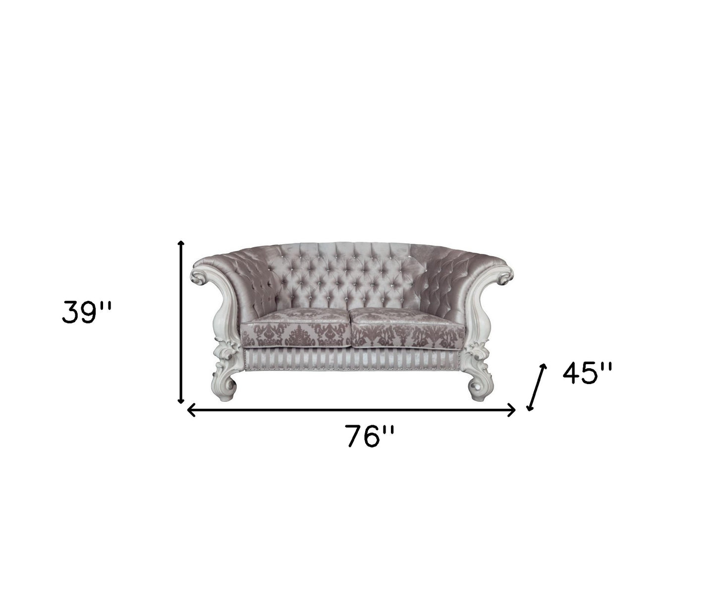 76" Ivory And Off White Velvet Loveseat and Toss Pillows-3