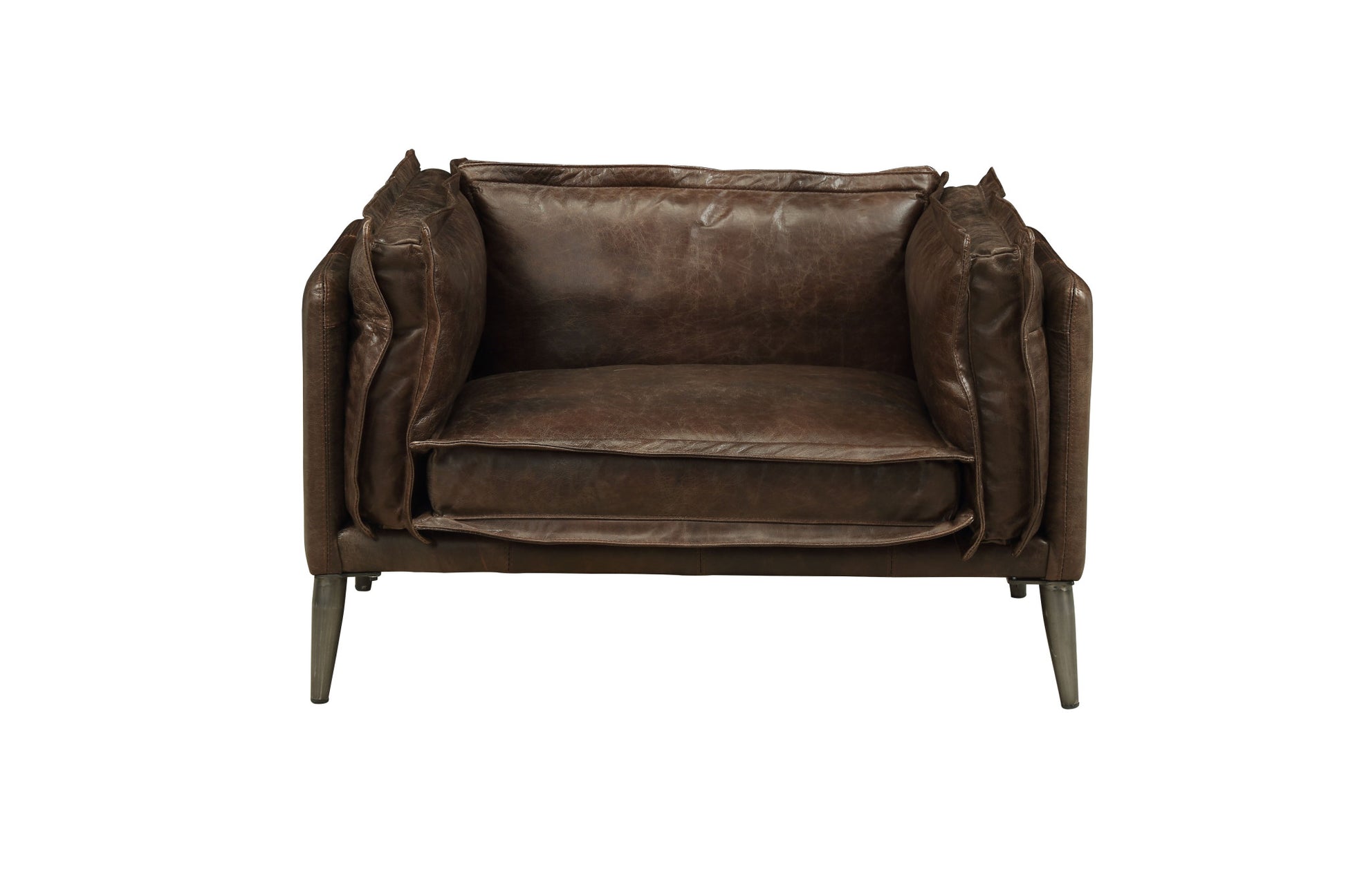 47" Brown and Black Top Grain Leather Chair and a Half-1
