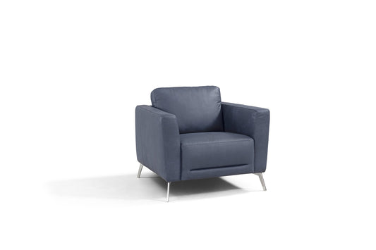 40" Blue and Silver Genuine Leather Arm Chair-0