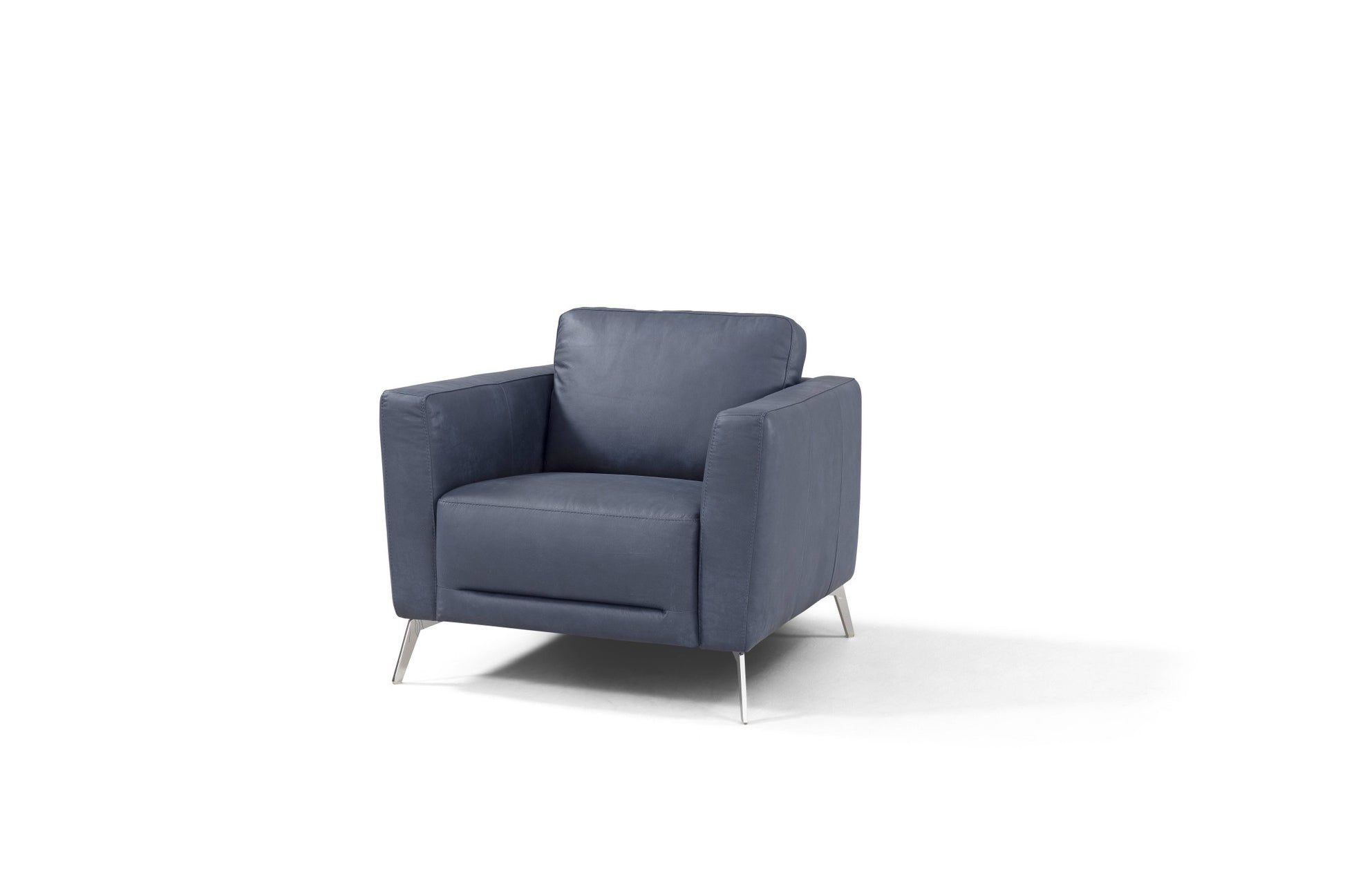 40" Blue and Silver Genuine Leather Arm Chair-2