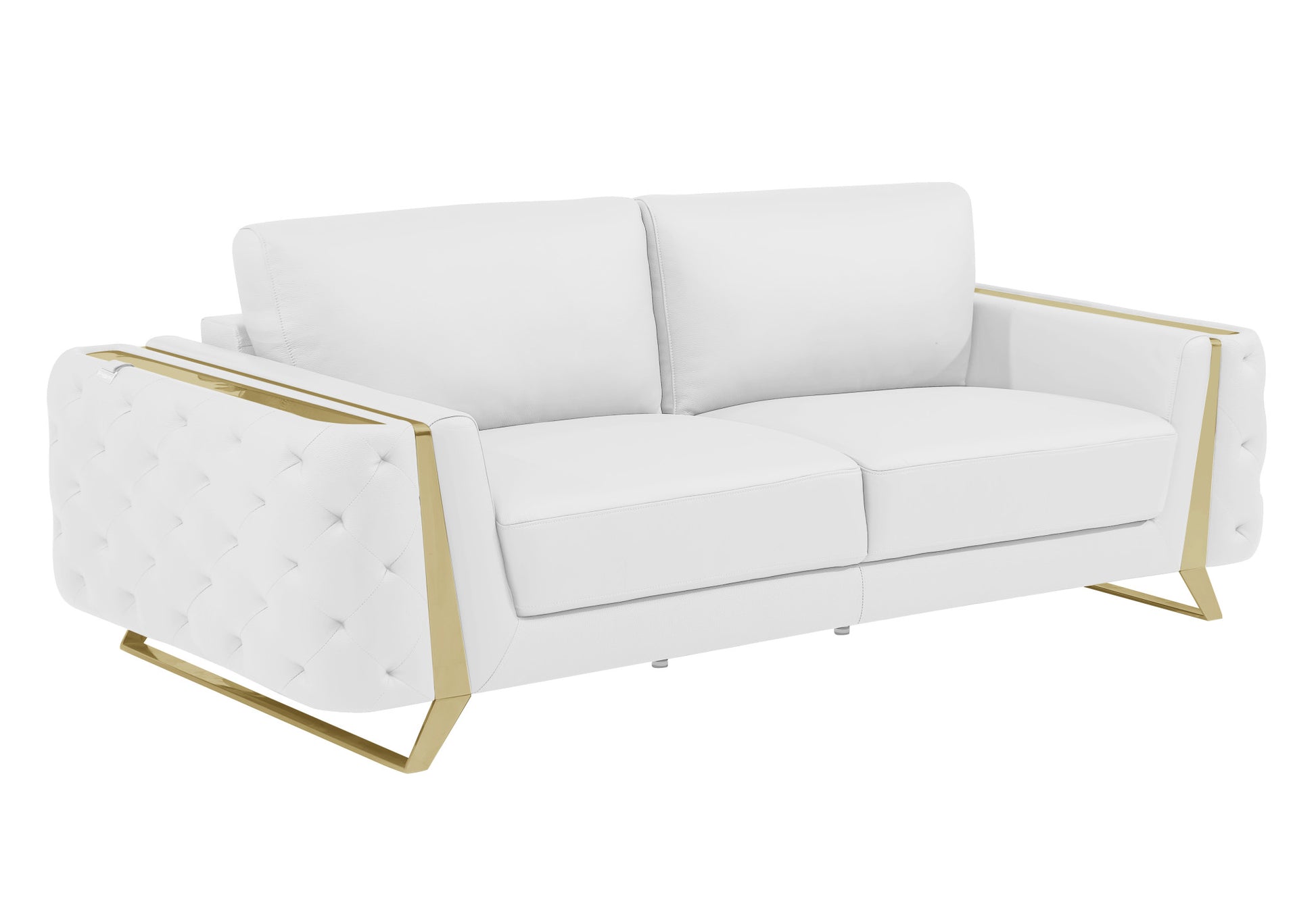 Three Piece Indoor White Italian Leather Six Person Seating Set-2
