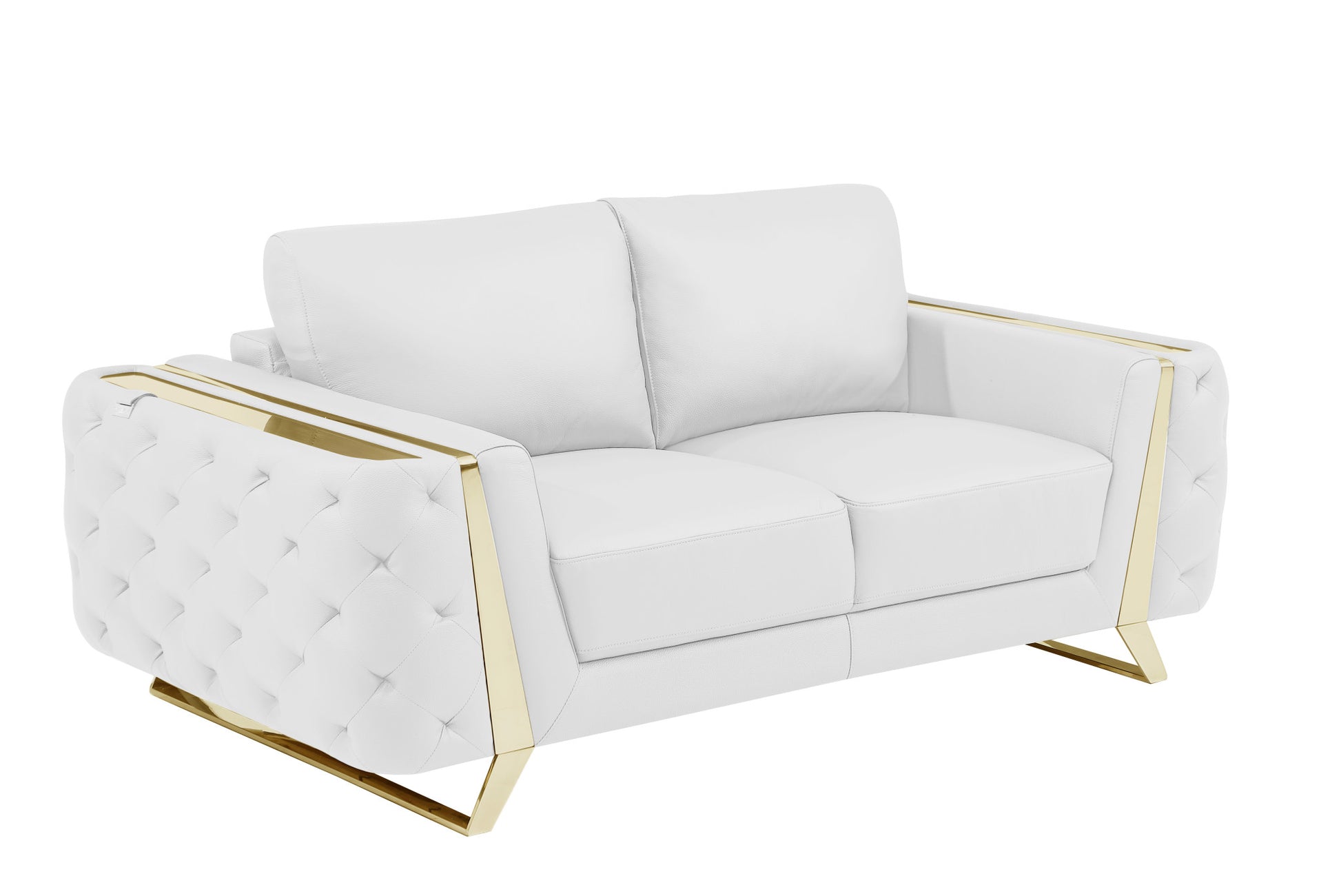 Three Piece Indoor White Italian Leather Six Person Seating Set-4