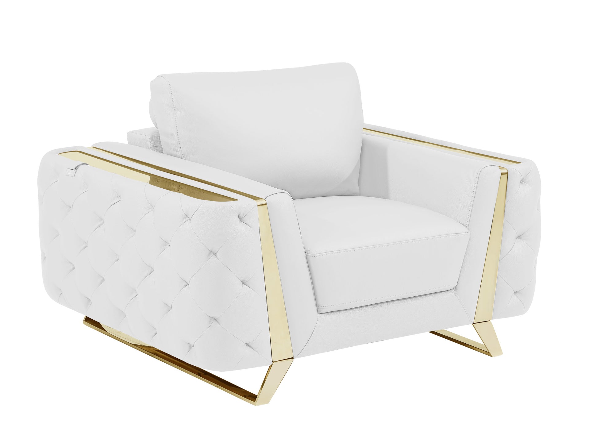 Three Piece Indoor White Italian Leather Six Person Seating Set-6