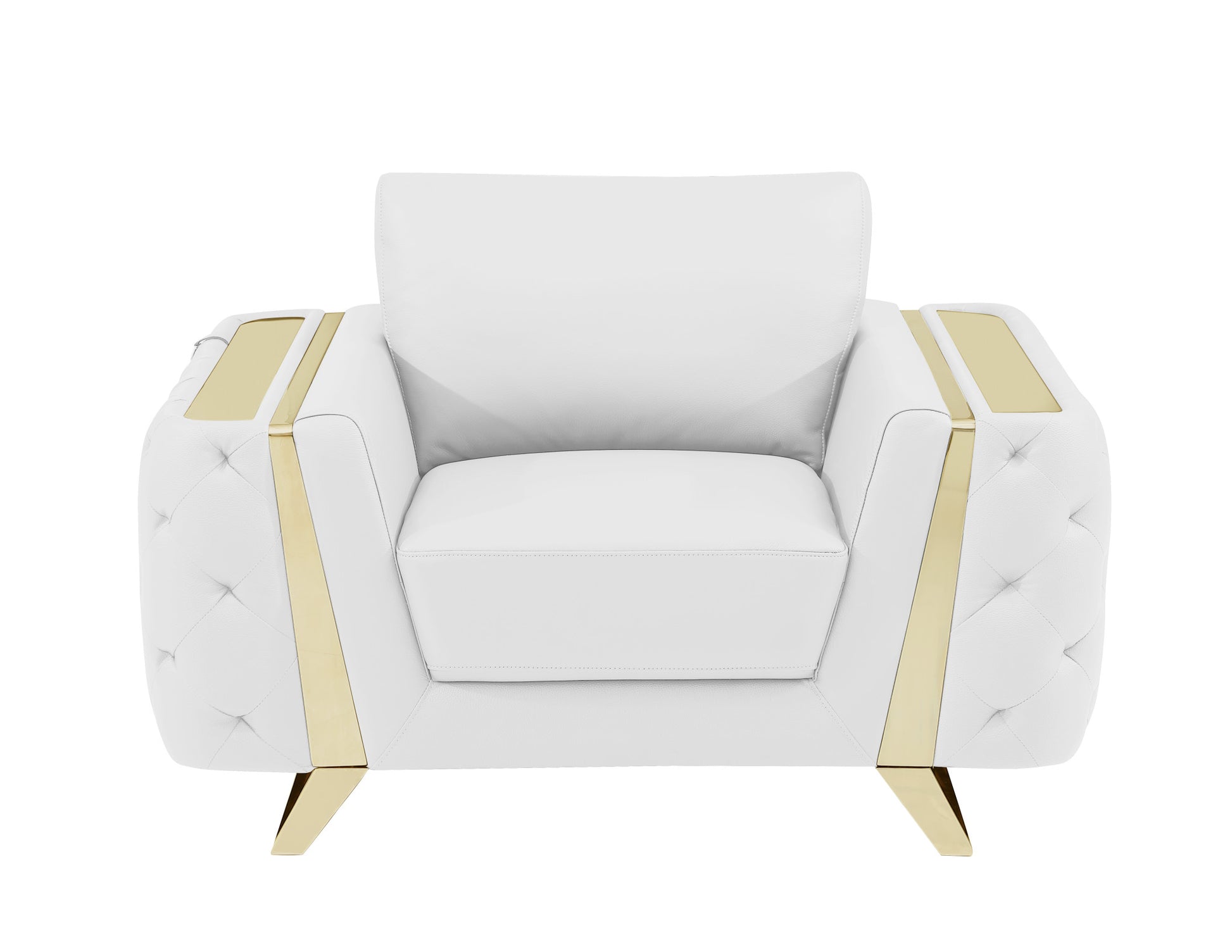 50" White And Gold Genuine Leather Club Chair-0