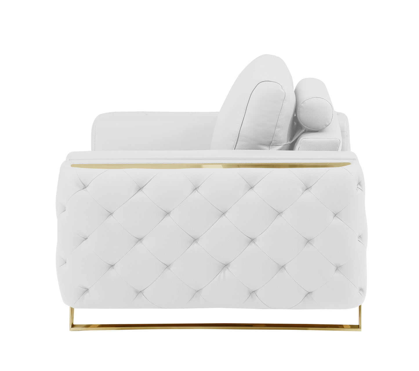 50" White And Gold Genuine Leather Club Chair-5