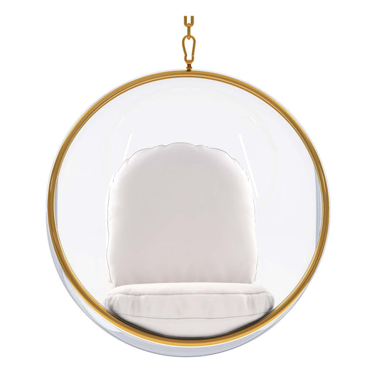 42" White Faux Leather Balloon Chair-0