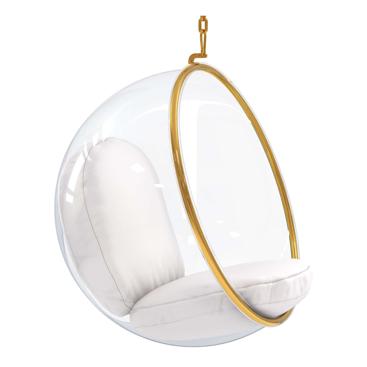 42" White Faux Leather Balloon Chair-2