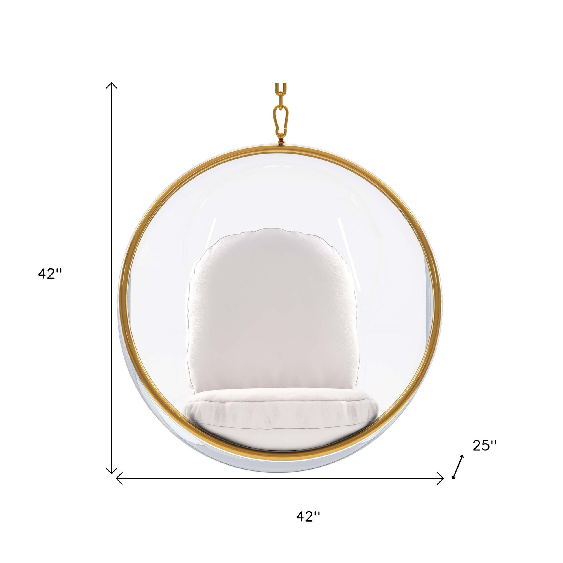 42" White Faux Leather Balloon Chair-5