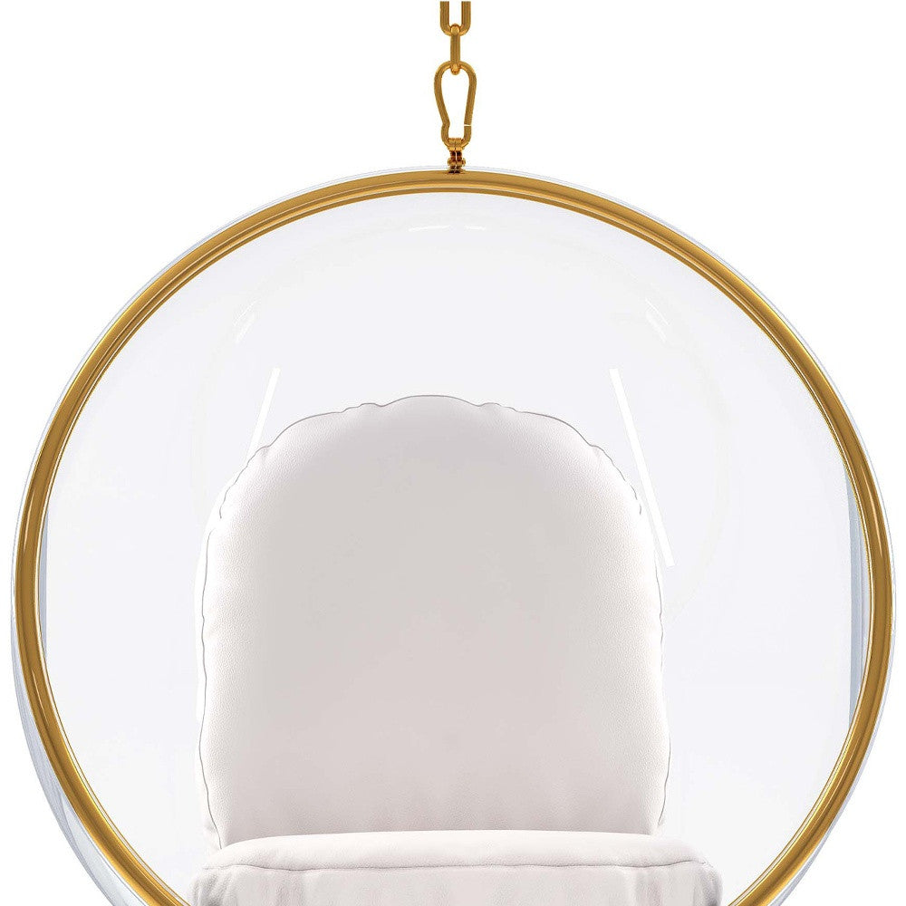 42" White Faux Leather Balloon Chair-3