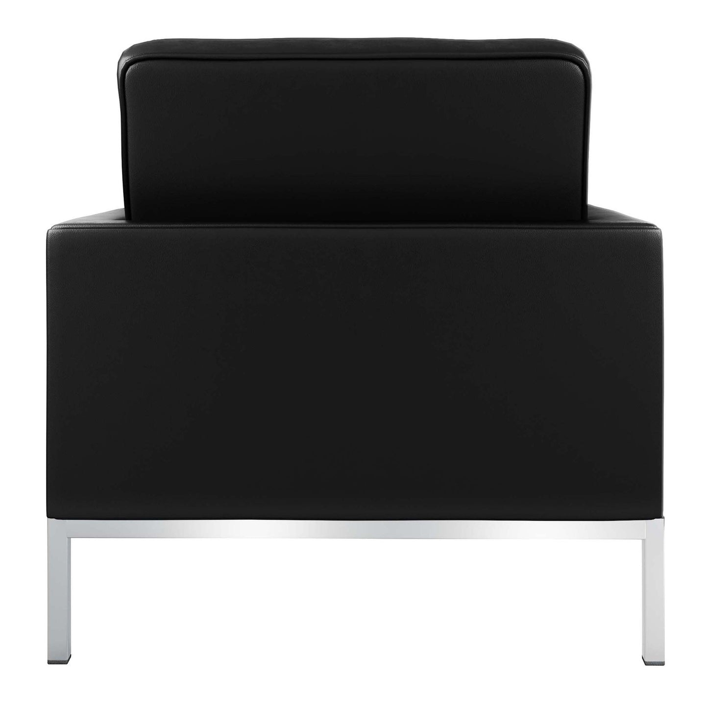 31" Black and Silver Italian Leather Tufted Club Chair-4