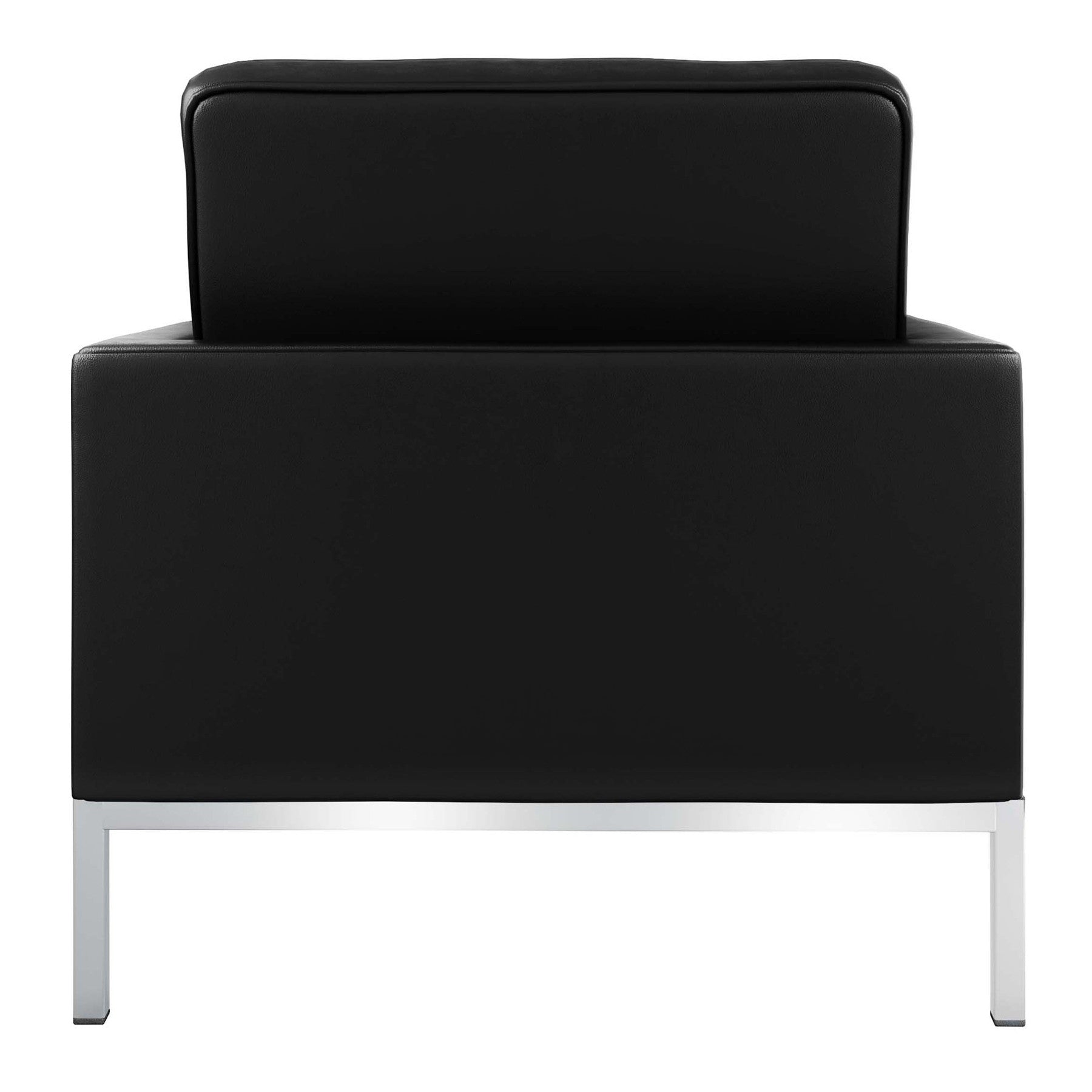 31" Black and Silver Italian Leather Tufted Club Chair-4