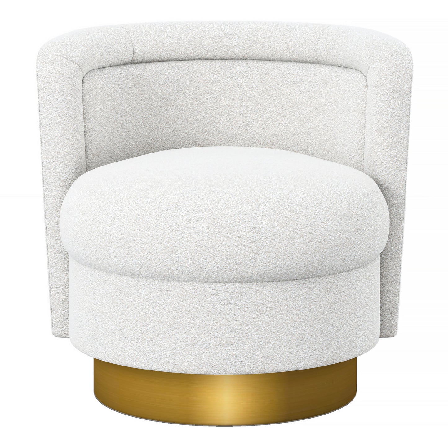 28" White and Gold Boucle Swivel Barrel Chair-0