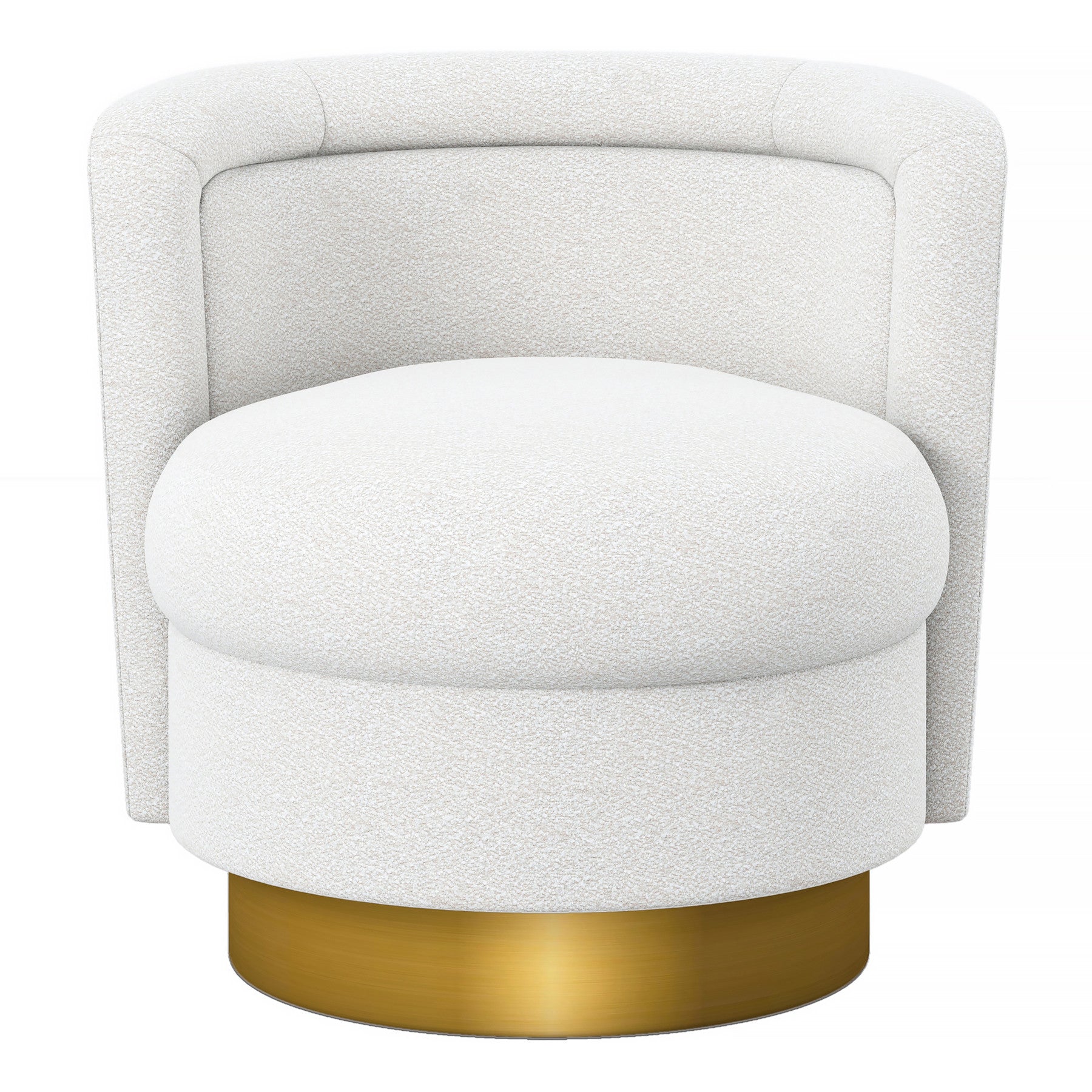 28" White and Gold Boucle Swivel Barrel Chair-0