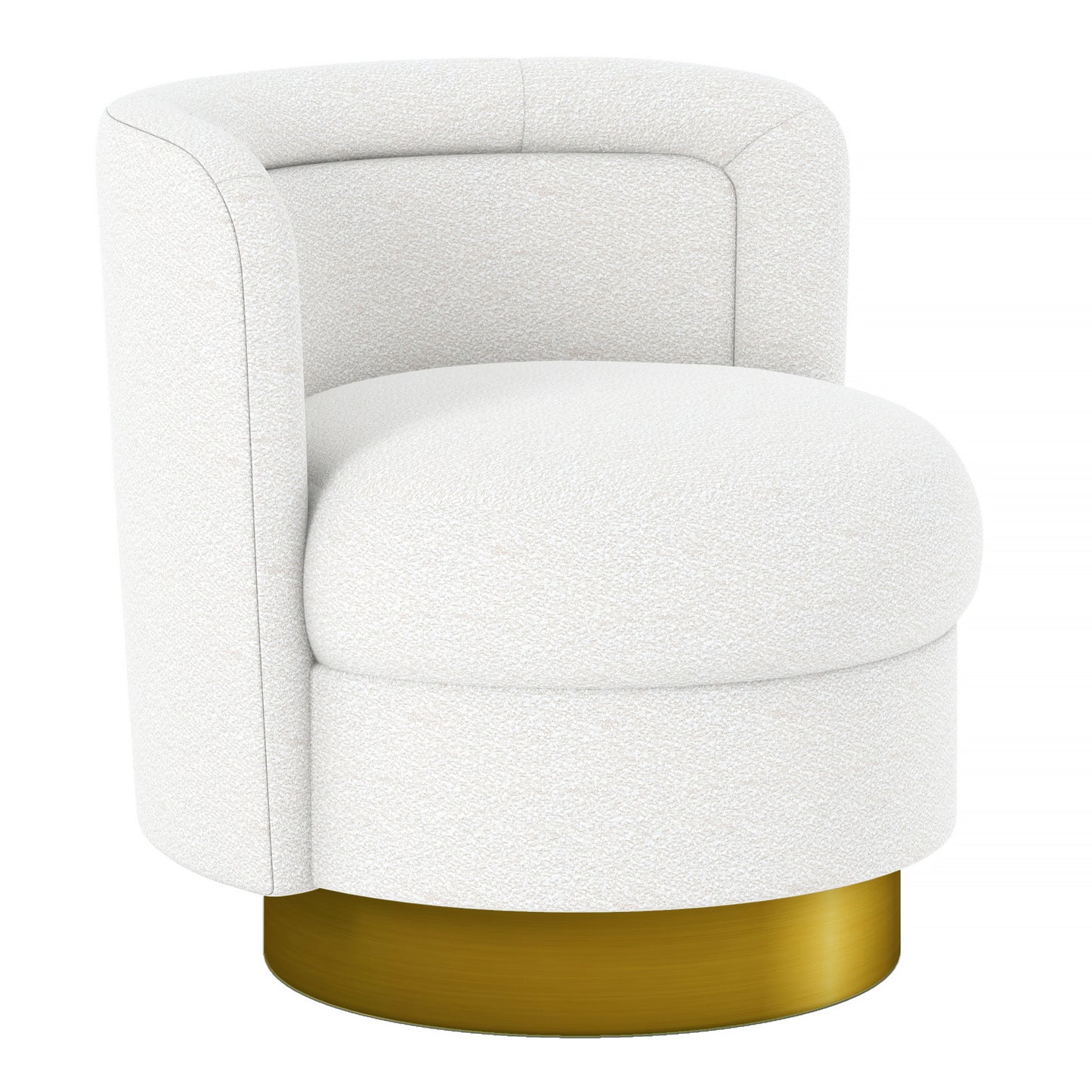 28" White and Gold Boucle Swivel Barrel Chair-2