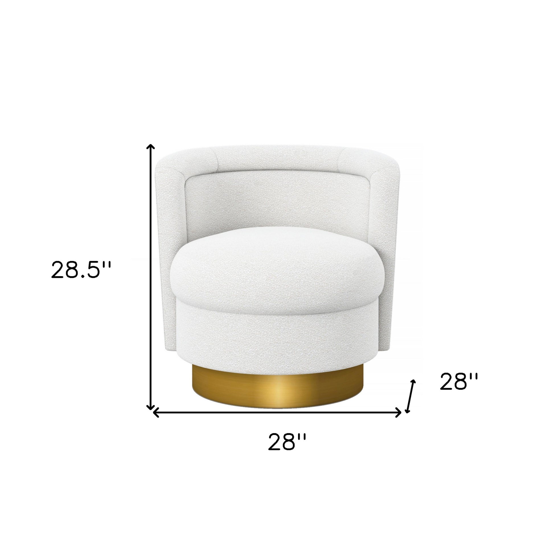 28" White and Gold Boucle Swivel Barrel Chair-7