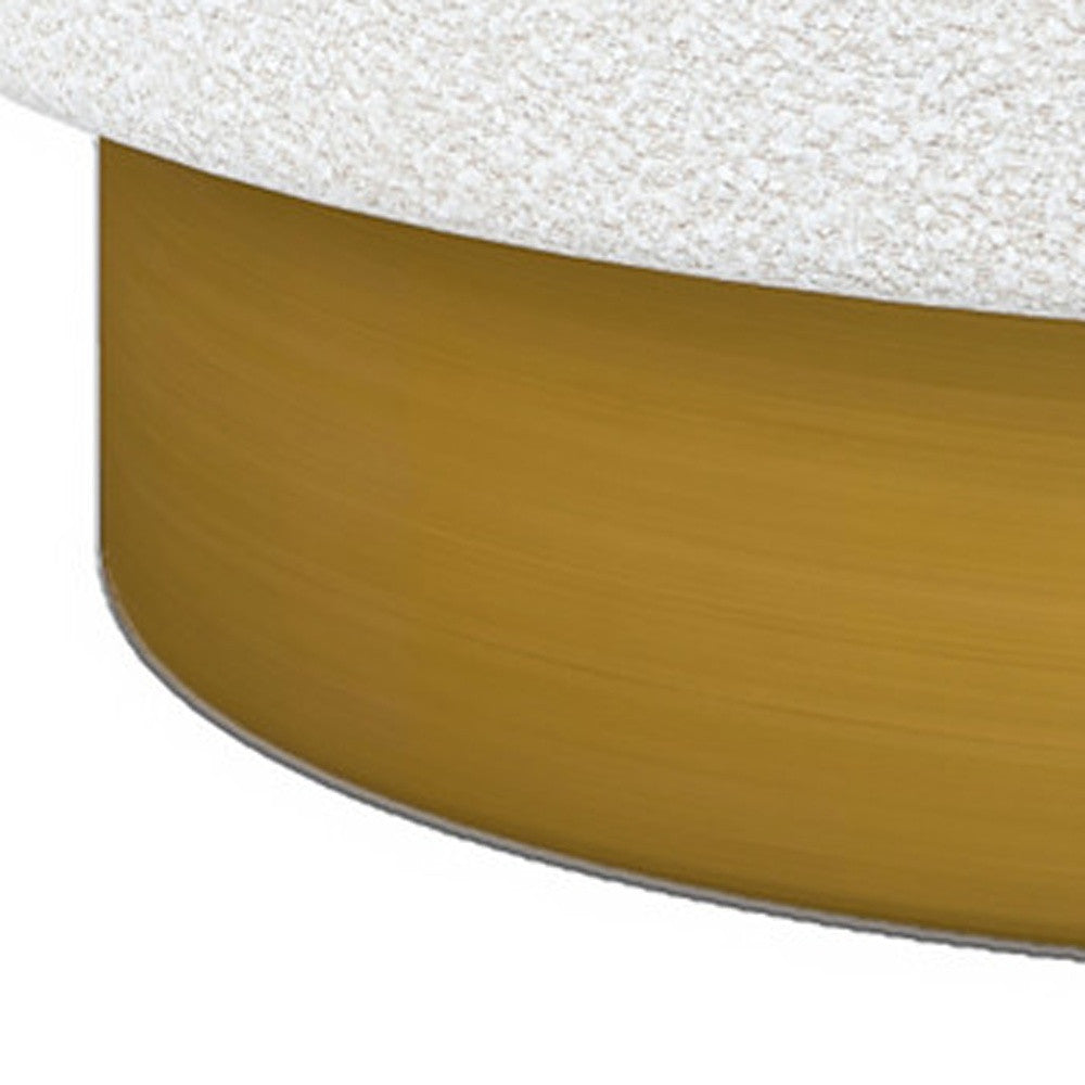 28" White and Gold Boucle Swivel Barrel Chair-6