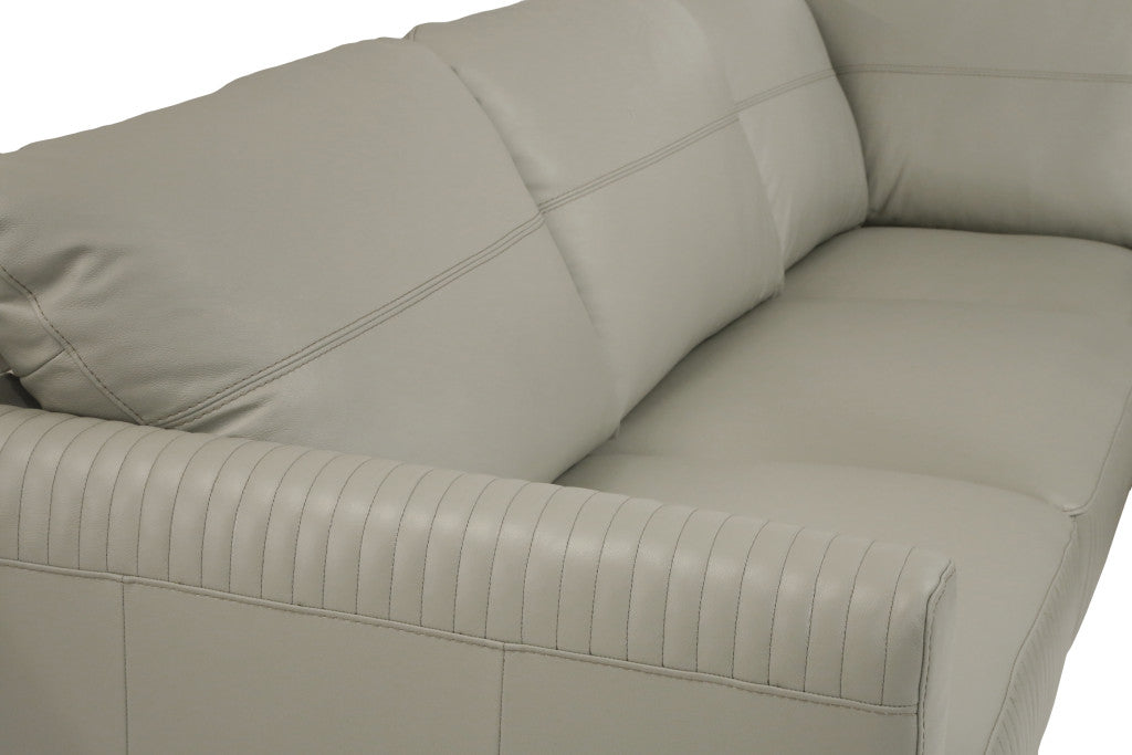 Light Green Leather L Shaped Two Piece Sofa and Chaise Sectional-4
