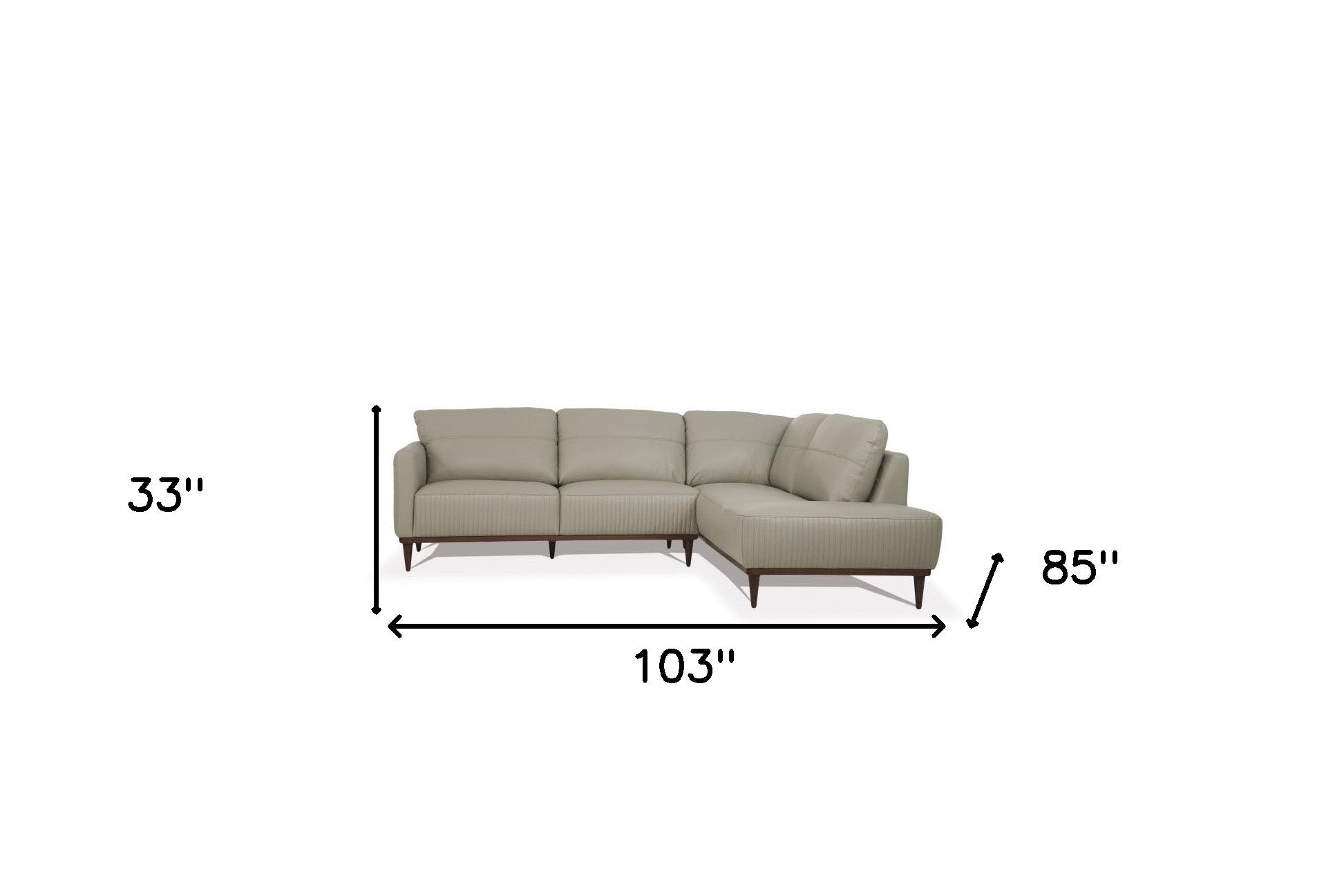 Light Green Leather L Shaped Two Piece Sofa and Chaise Sectional-5