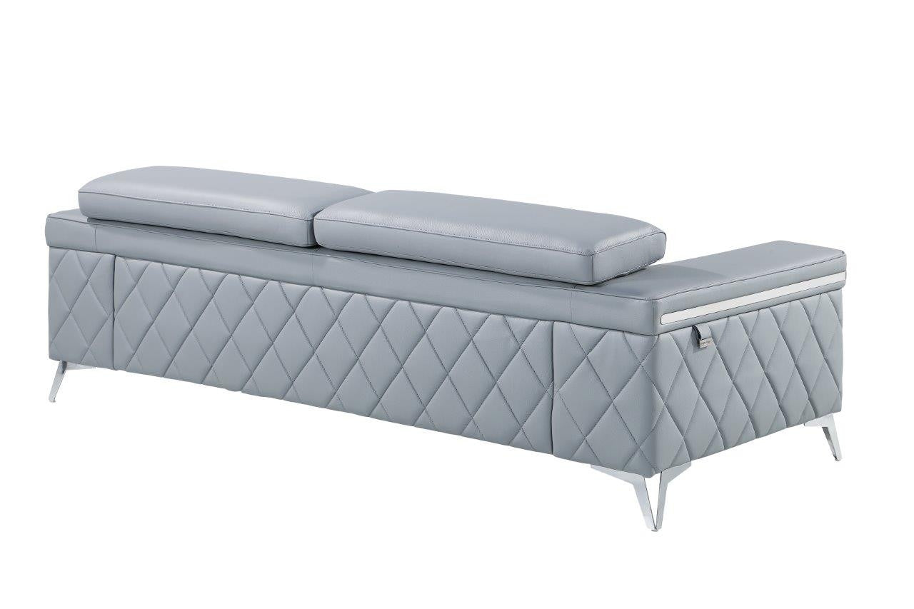 89" Light Blue Italian Leather Sofa With Silver Legs-3