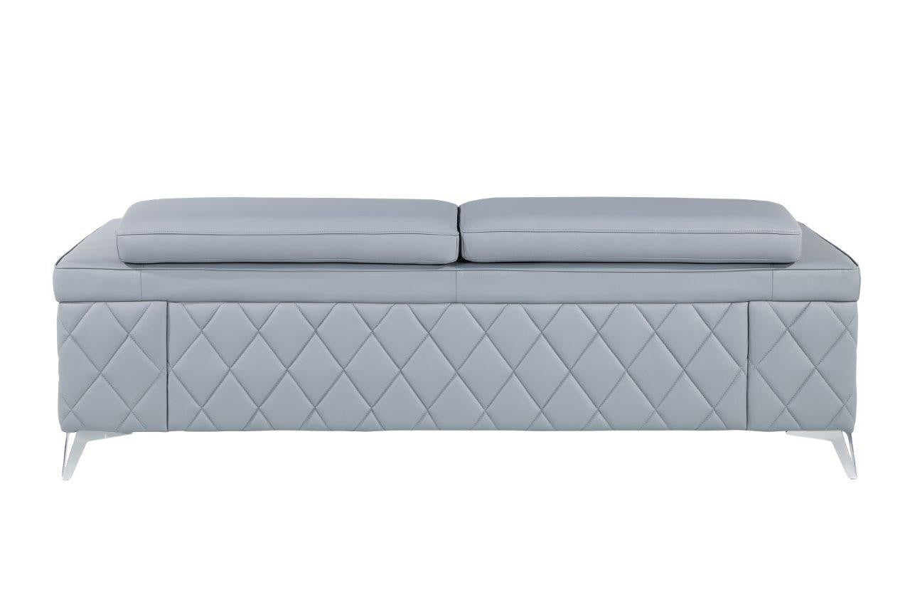 89" Light Blue Italian Leather Sofa With Silver Legs-4