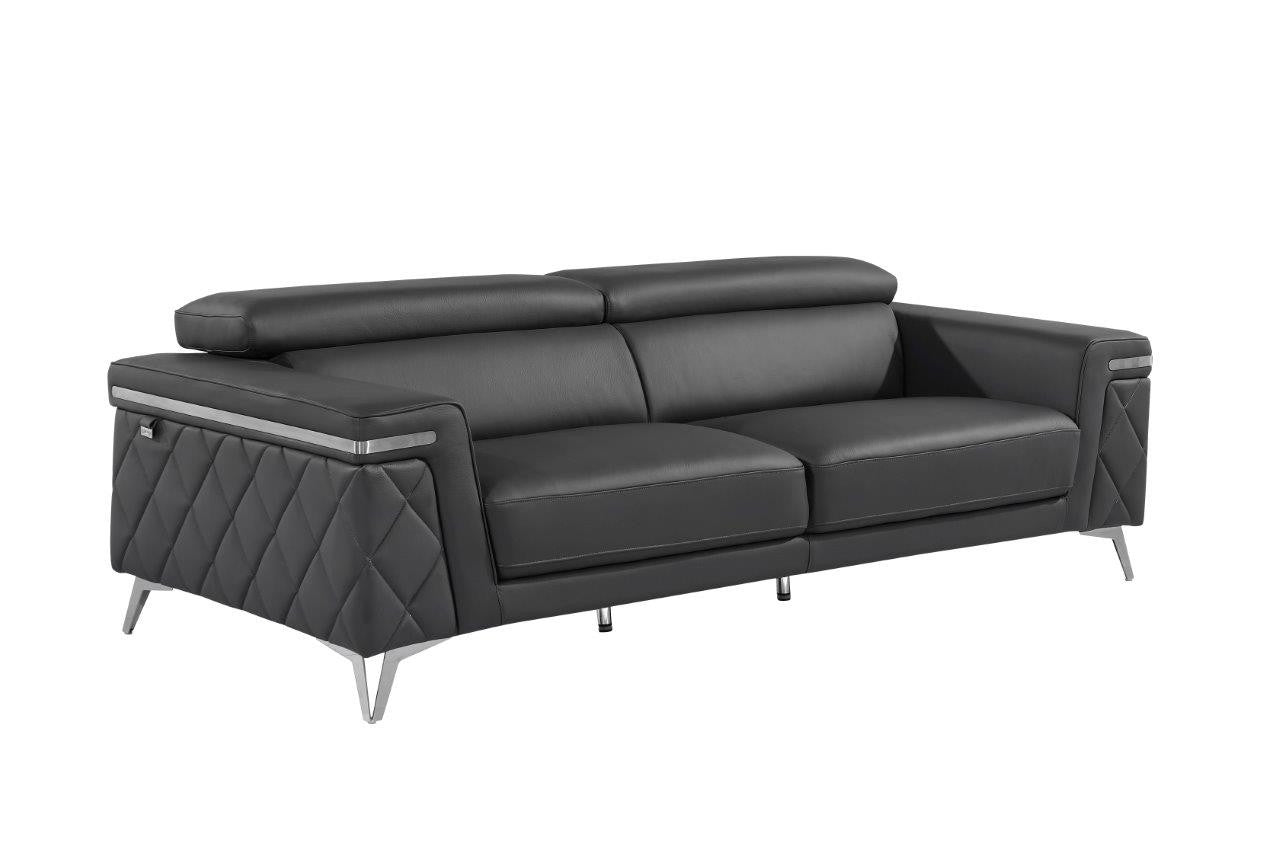 Three Piece Gray Top Grain Leather Five Person Seating Set-2