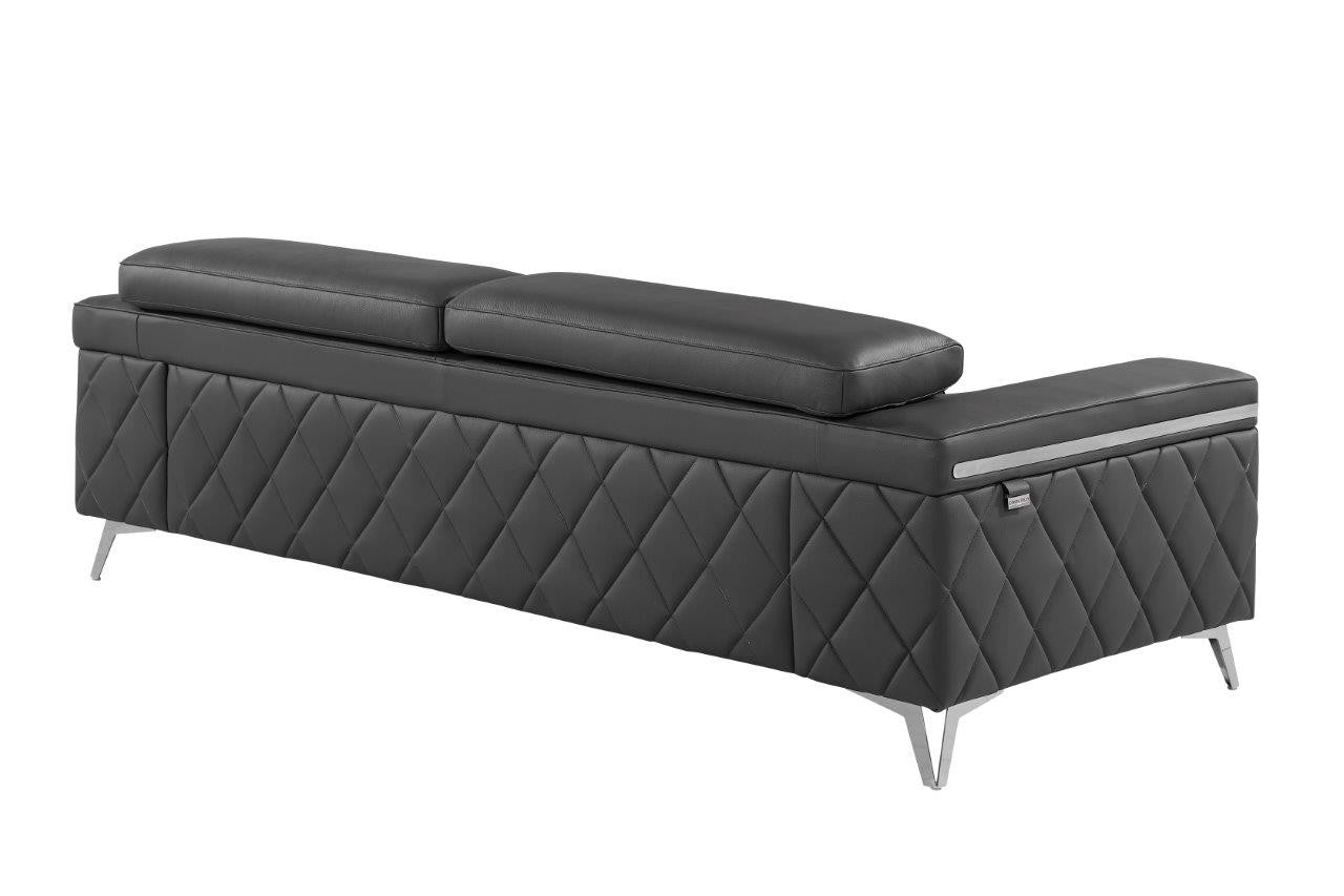 Three Piece Gray Top Grain Leather Five Person Seating Set-4