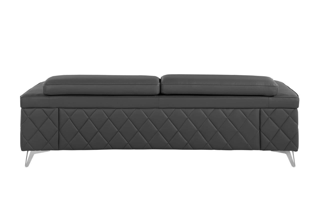 Three Piece Gray Top Grain Leather Five Person Seating Set-5